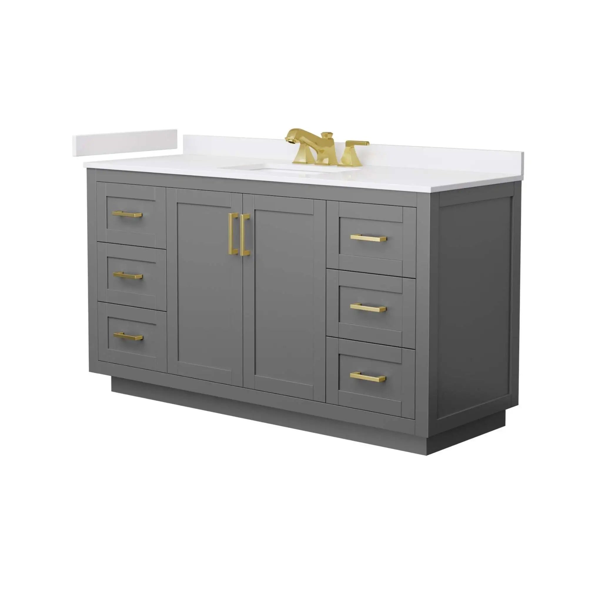 60" Miranda Single Bathroom Vanity in Dark Gray with Brushed Gold Trim by Wyndham