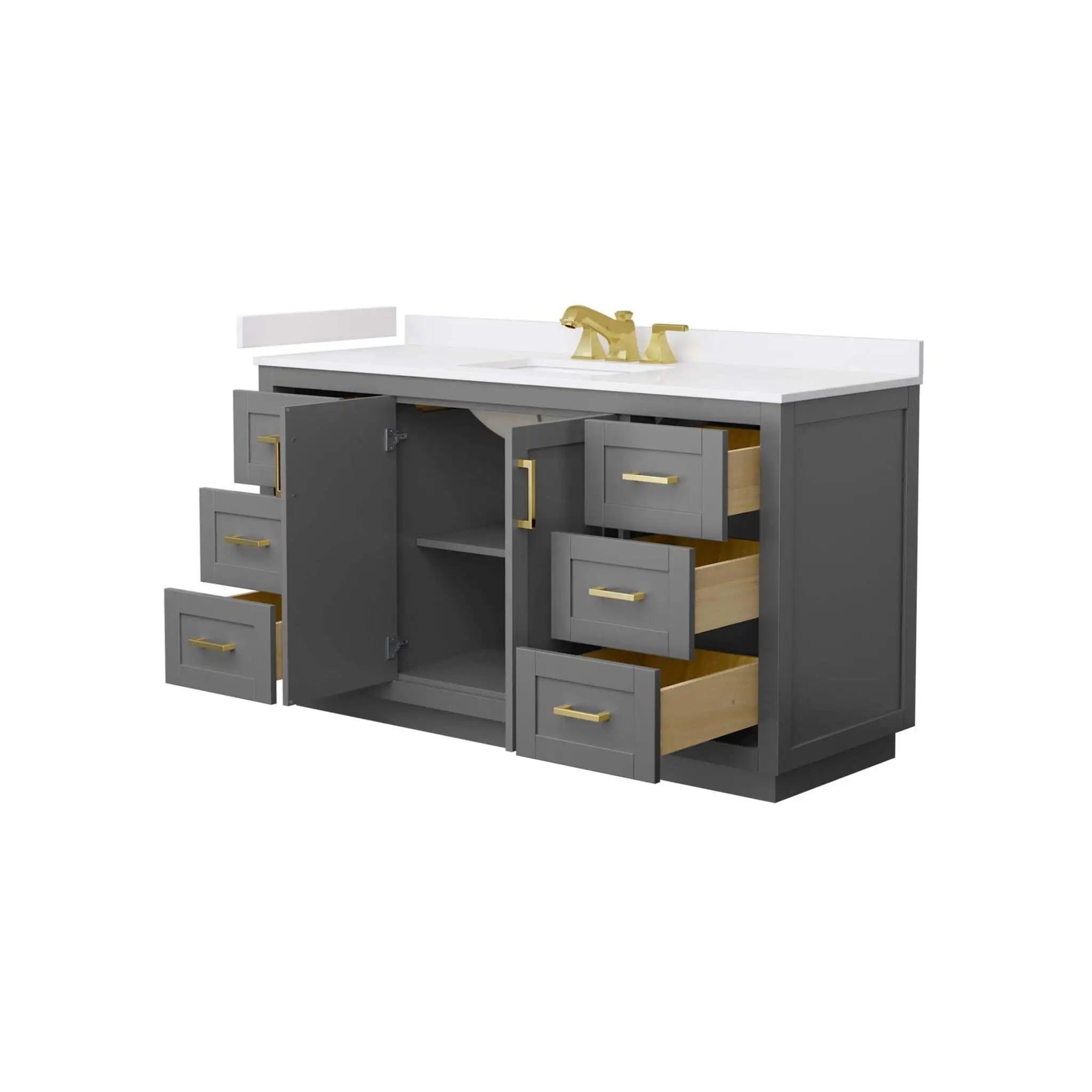 60" Miranda Single Bathroom Vanity in Dark Gray with Brushed Gold Trim by Wyndham