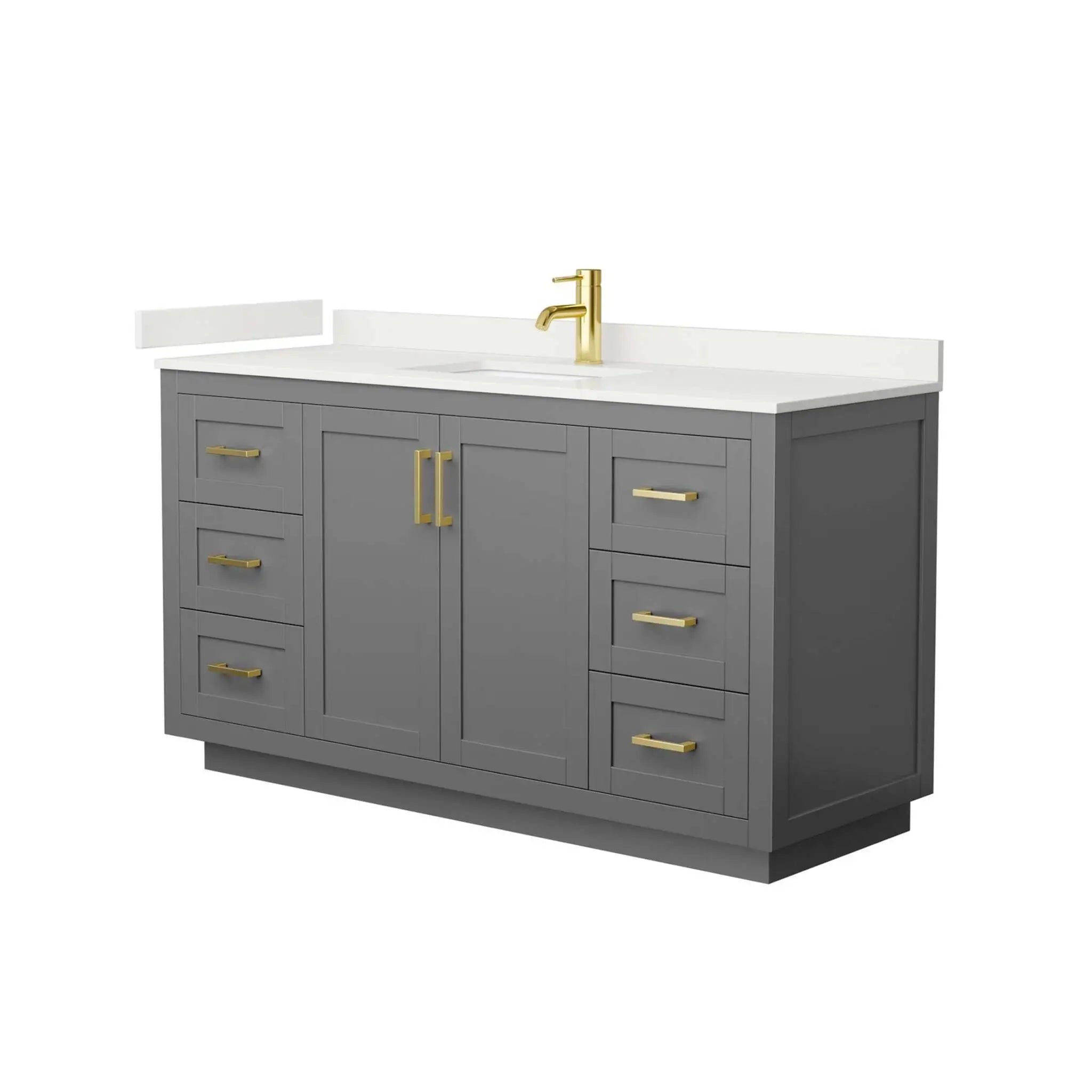 60" Miranda Single Bathroom Vanity in Dark Gray with Brushed Gold Trim by Wyndham