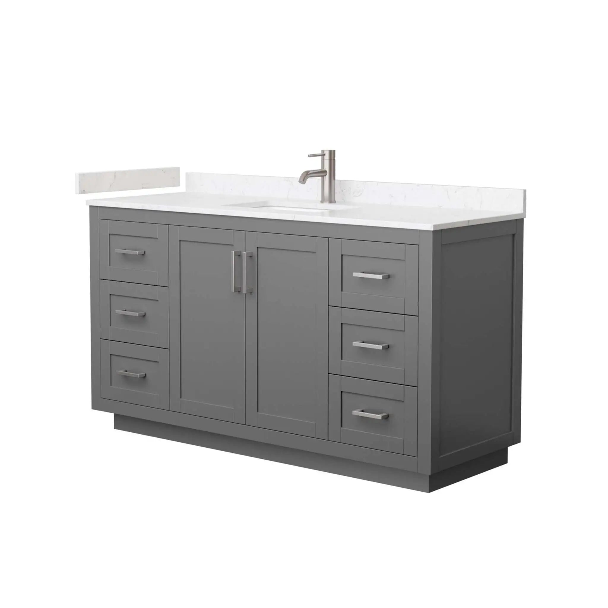 60" Miranda Single Bathroom Vanity in Dark Gray with Brushed Nickel Trim by Wyndham