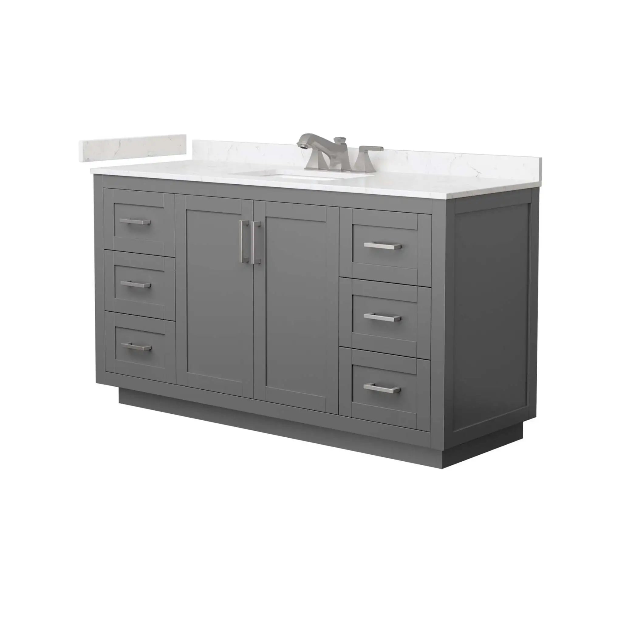 60" Miranda Single Bathroom Vanity in Dark Gray with Brushed Nickel Trim by Wyndham