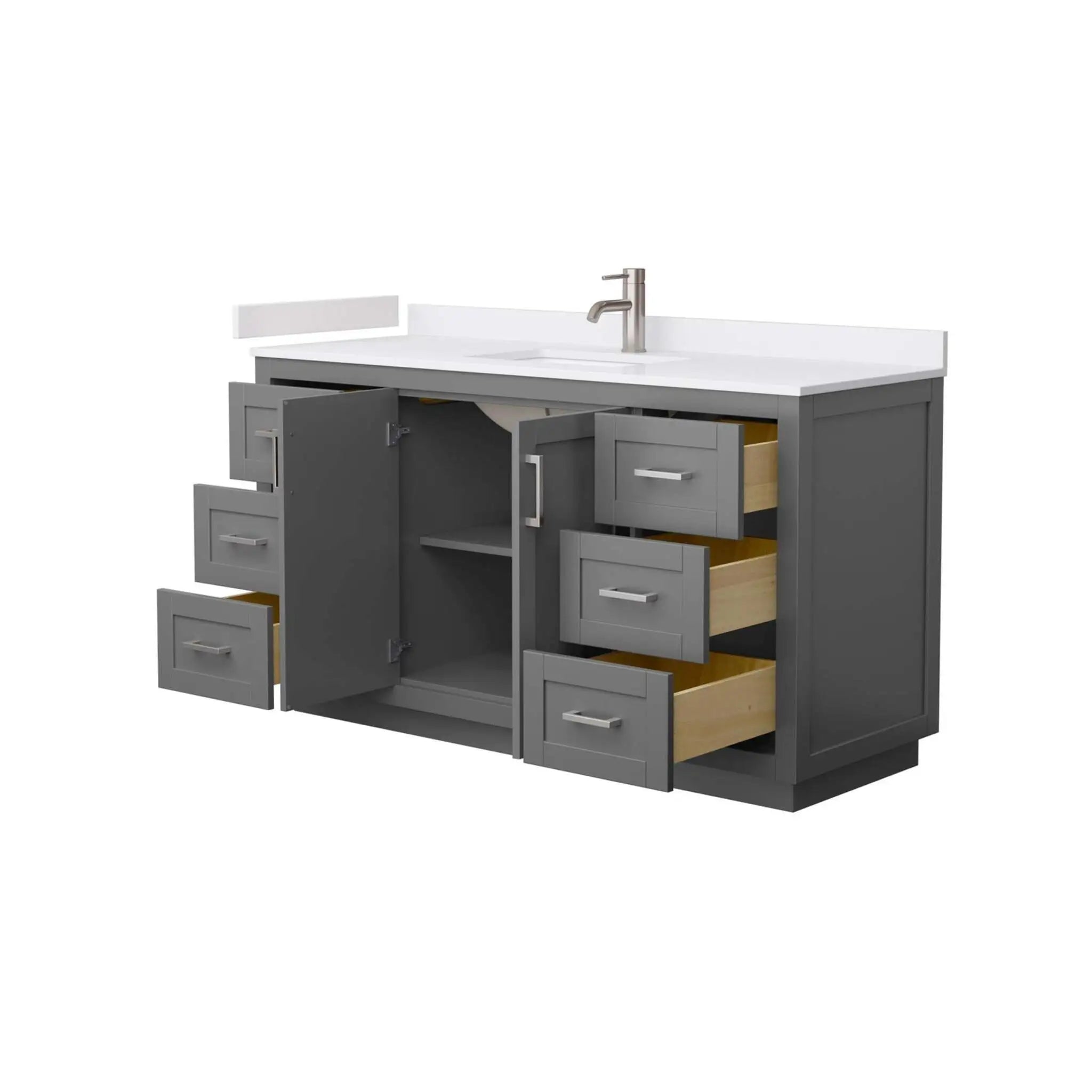 60" Miranda Single Bathroom Vanity in Dark Gray with Brushed Nickel Trim by Wyndham