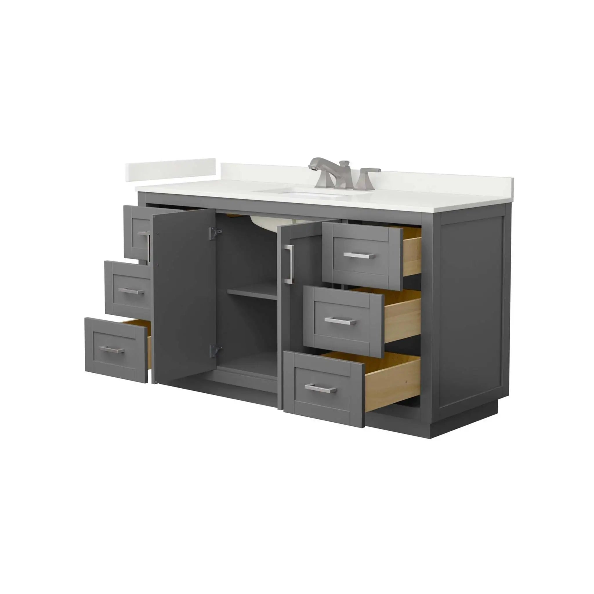60" Miranda Single Bathroom Vanity in Dark Gray with Brushed Nickel Trim by Wyndham