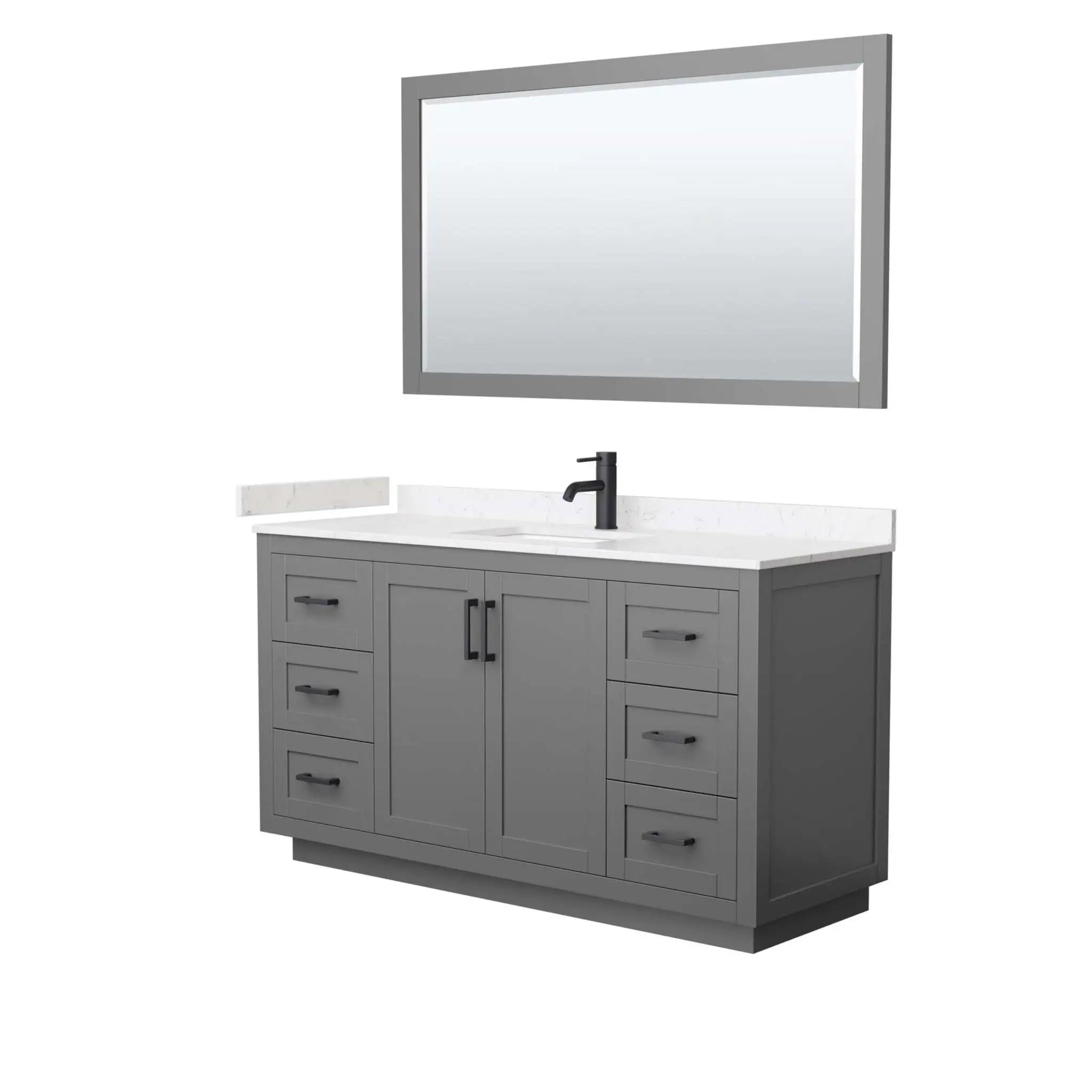 60" Miranda Single Bathroom Vanity in Dark Gray with Matte Black Trim & 58" Mirror by Wyndham