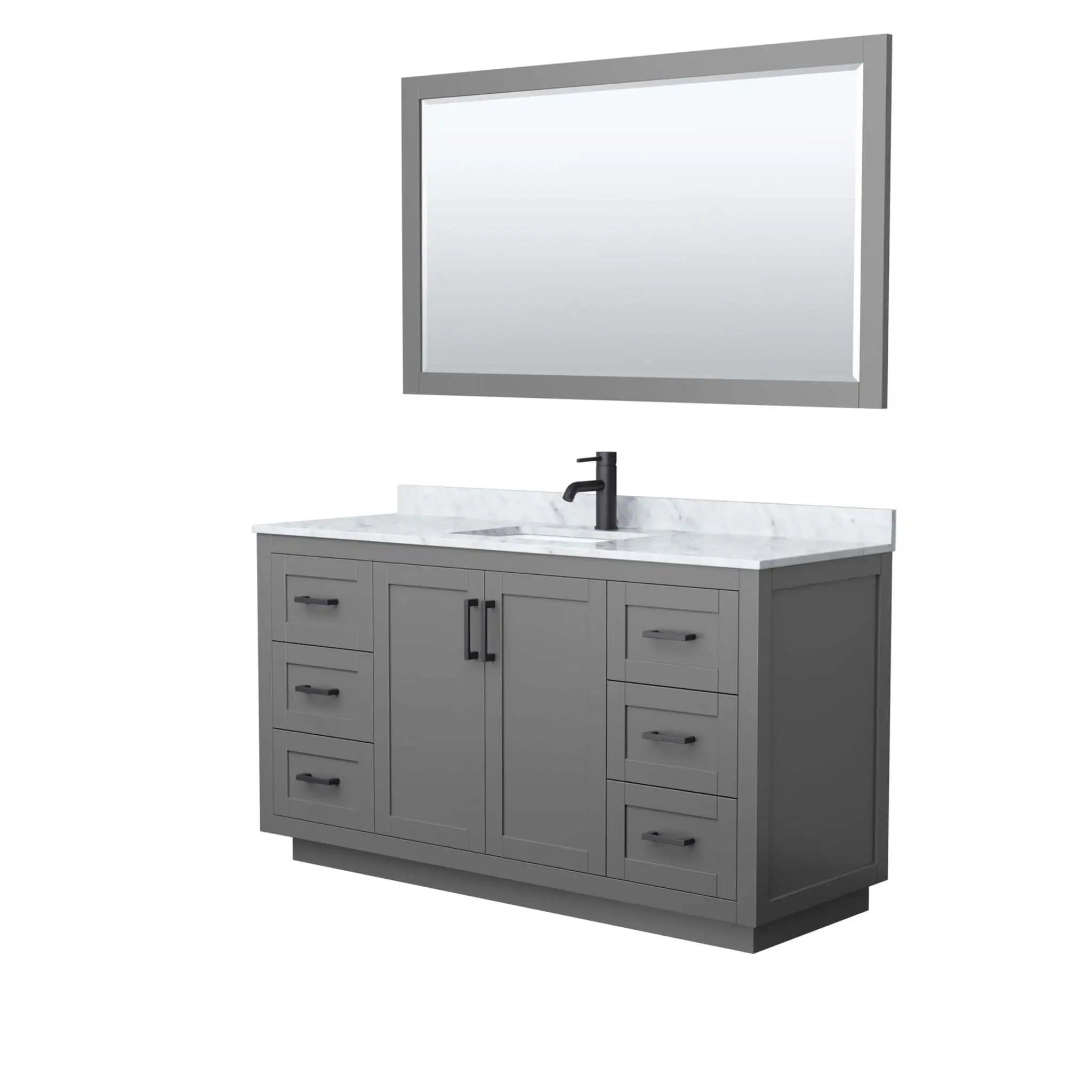 60" Miranda Single Bathroom Vanity in Dark Gray with Matte Black Trim & 58" Mirror by Wyndham