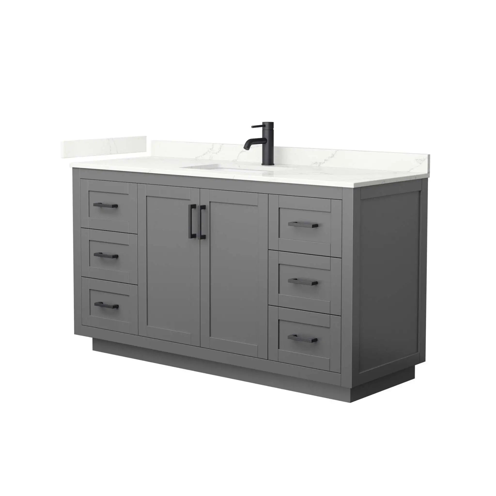 60" Miranda Single Bathroom Vanity in Dark Gray with Matte Black Trim by Wyndham