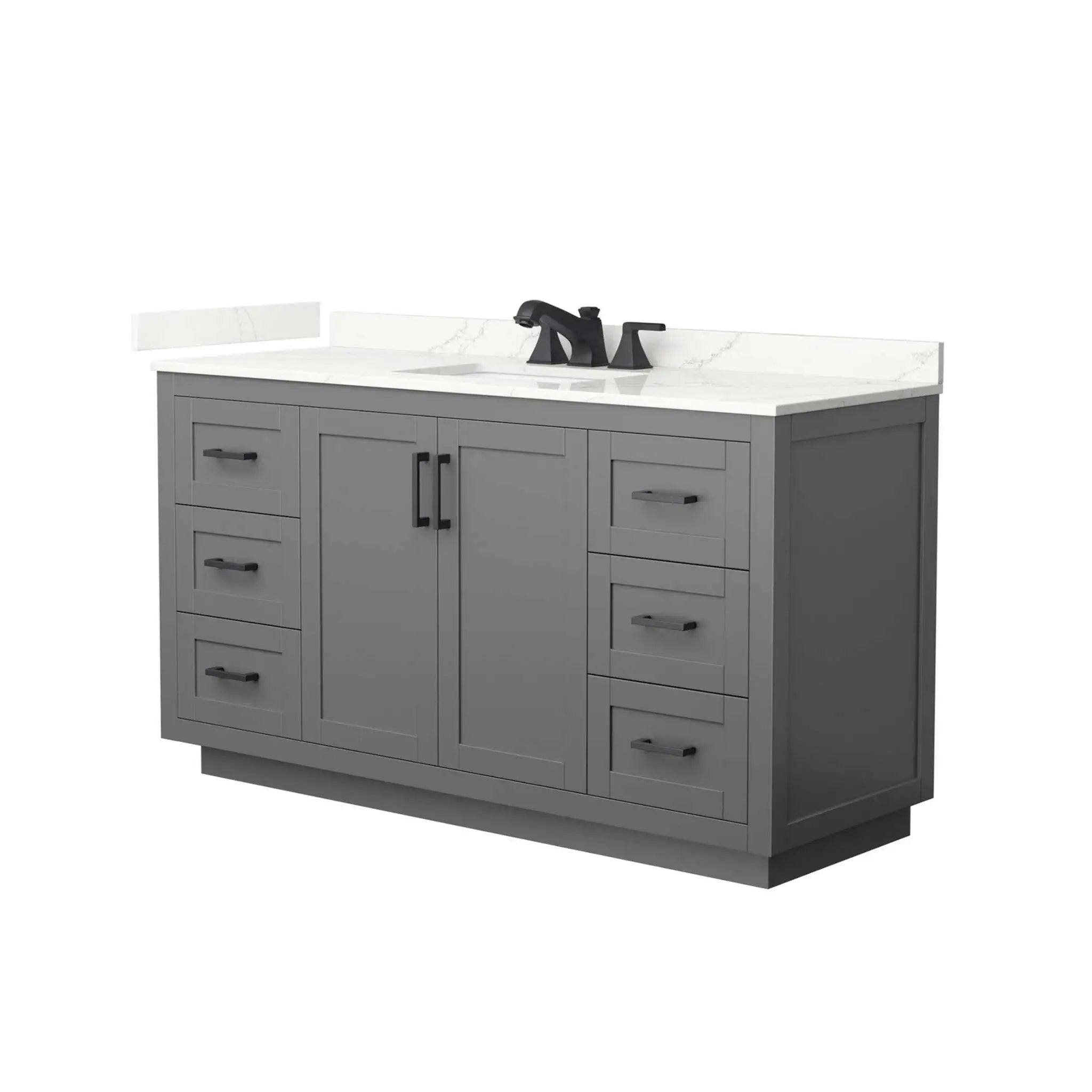 60" Miranda Single Bathroom Vanity in Dark Gray with Matte Black Trim by Wyndham