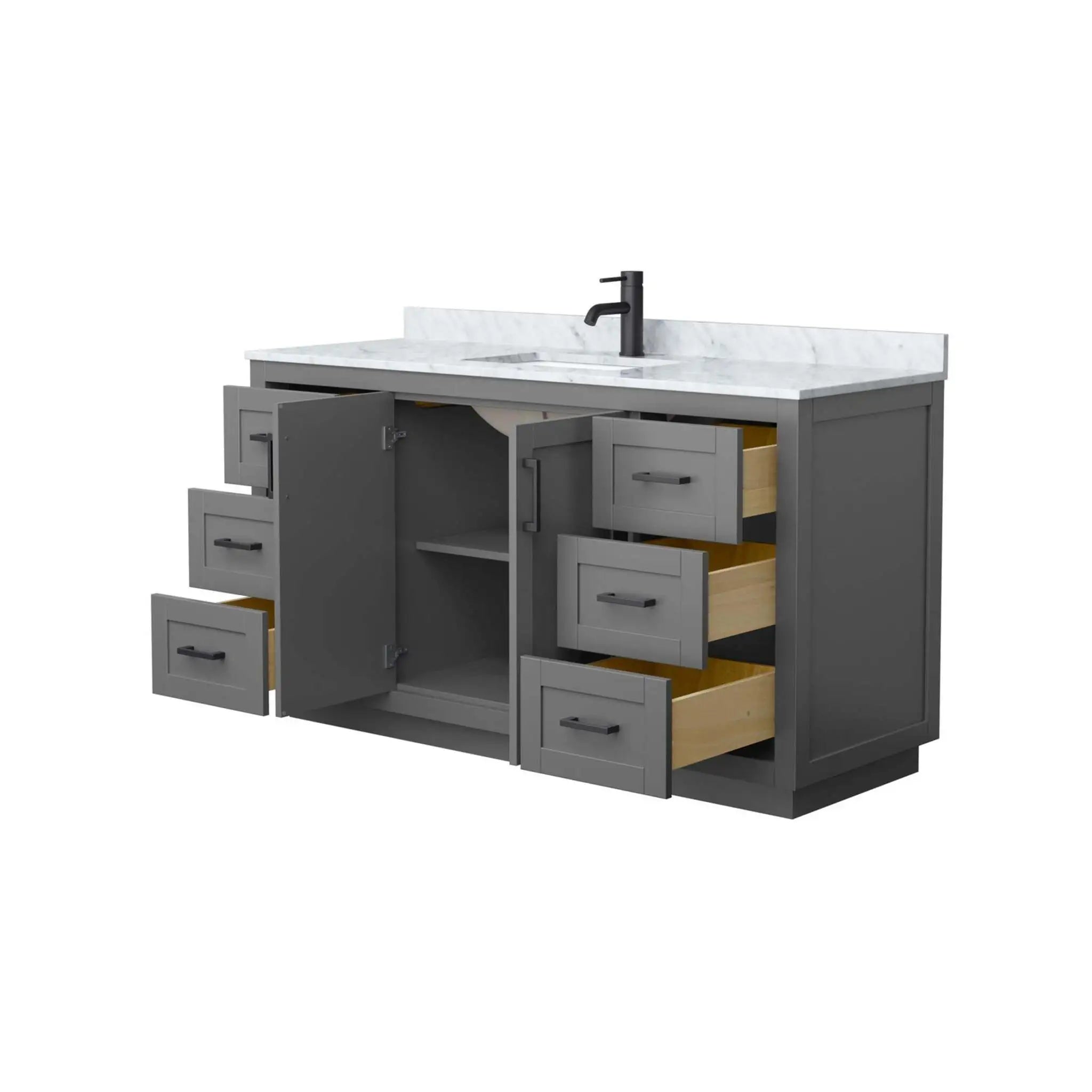 60" Miranda Single Bathroom Vanity in Dark Gray with Matte Black Trim by Wyndham