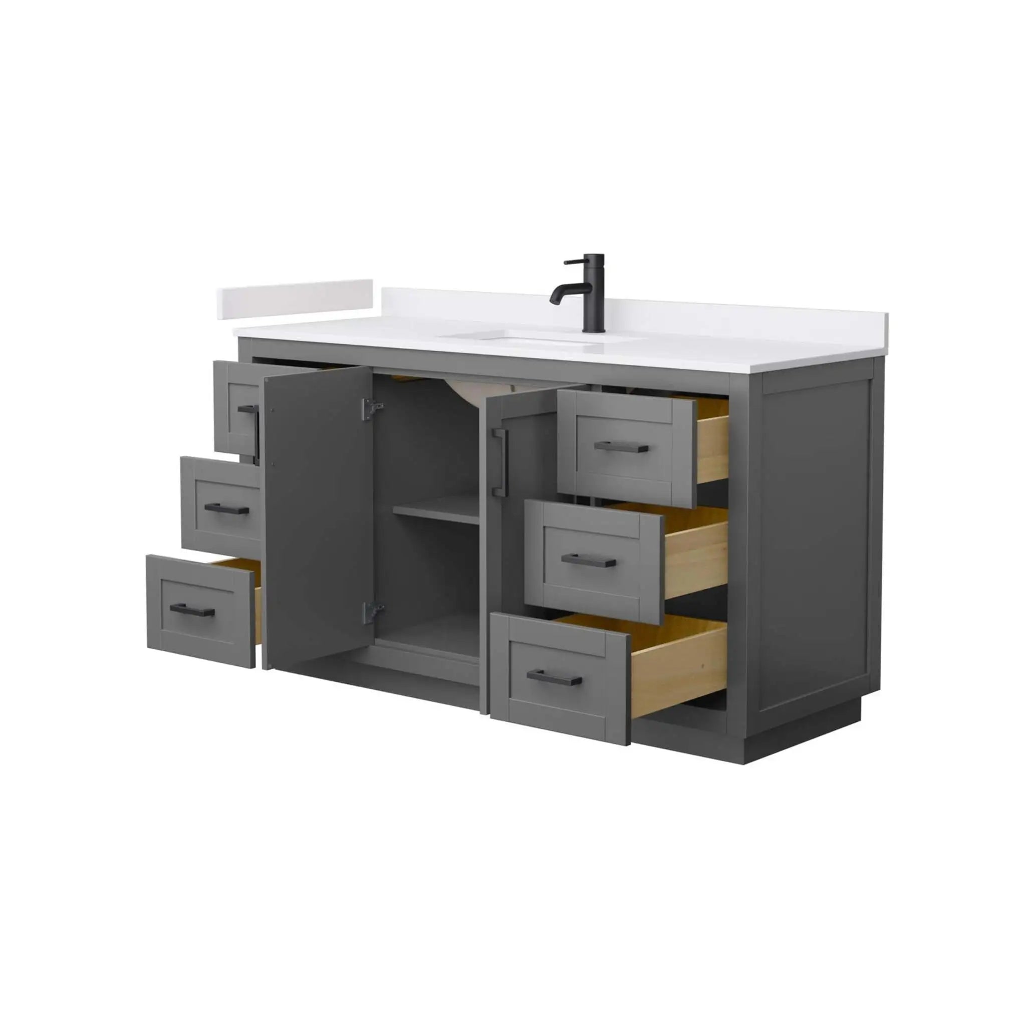 60" Miranda Single Bathroom Vanity in Dark Gray with Matte Black Trim by Wyndham