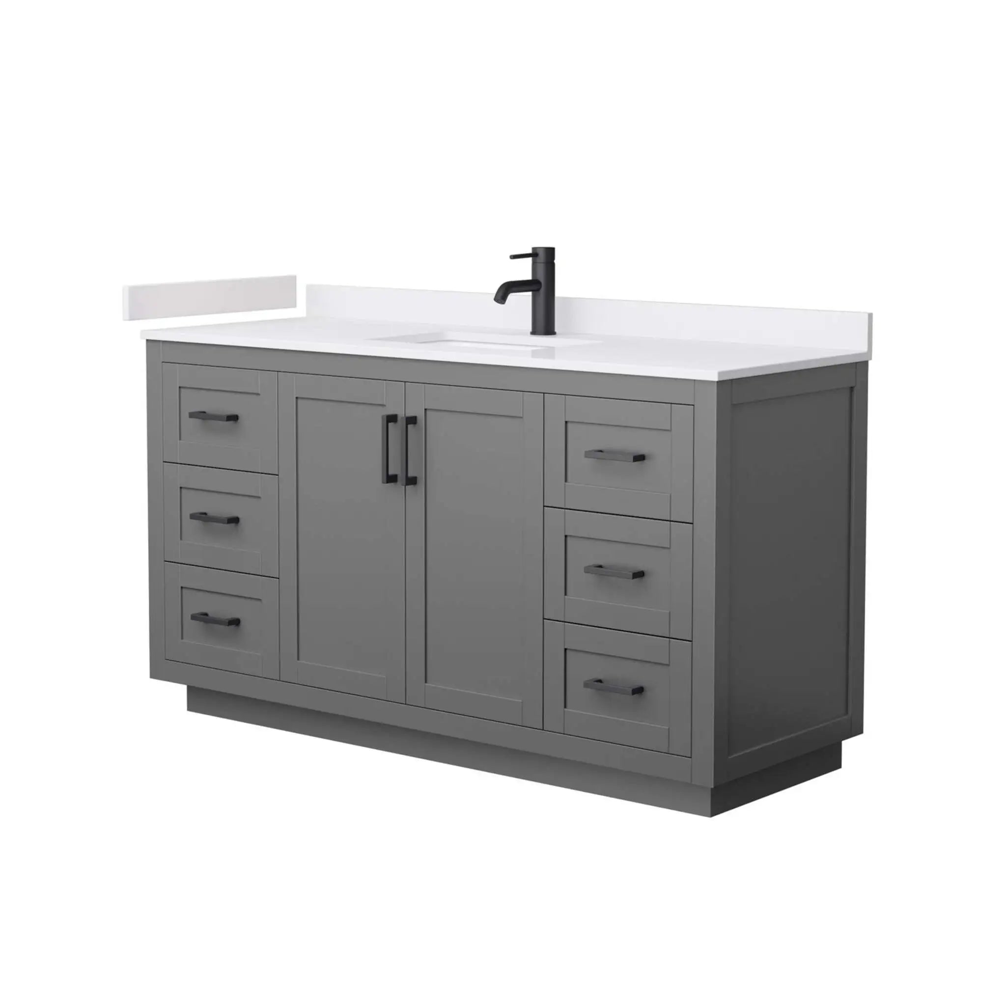 60" Miranda Single Bathroom Vanity in Dark Gray with Matte Black Trim by Wyndham