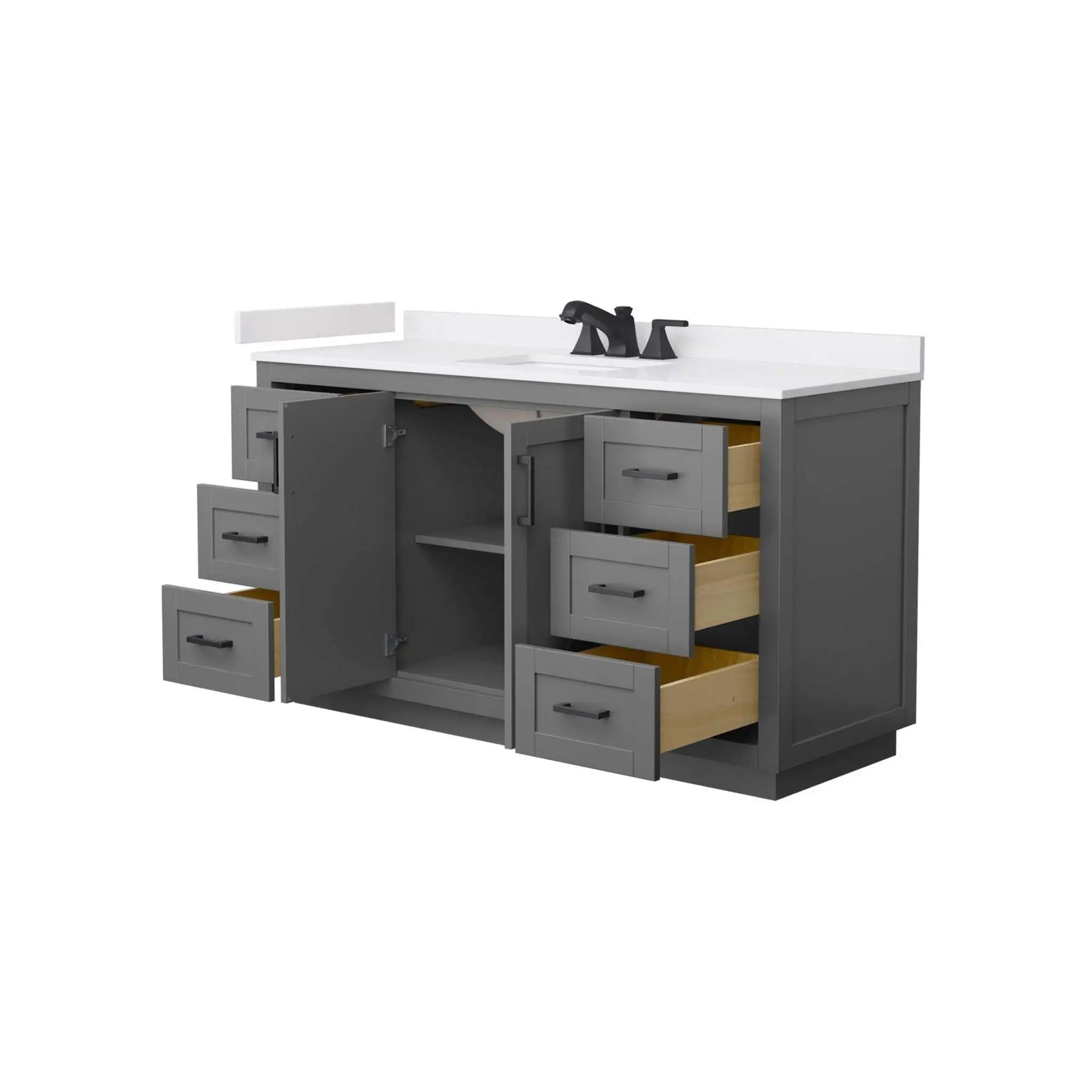 60" Miranda Single Bathroom Vanity in Dark Gray with Matte Black Trim by Wyndham