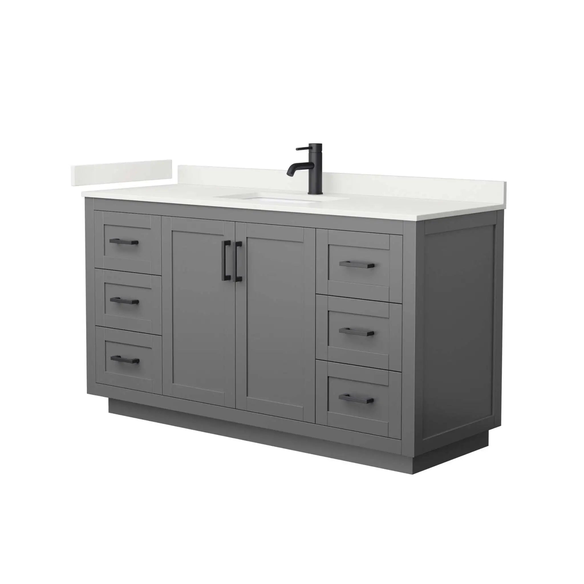 60" Miranda Single Bathroom Vanity in Dark Gray with Matte Black Trim by Wyndham