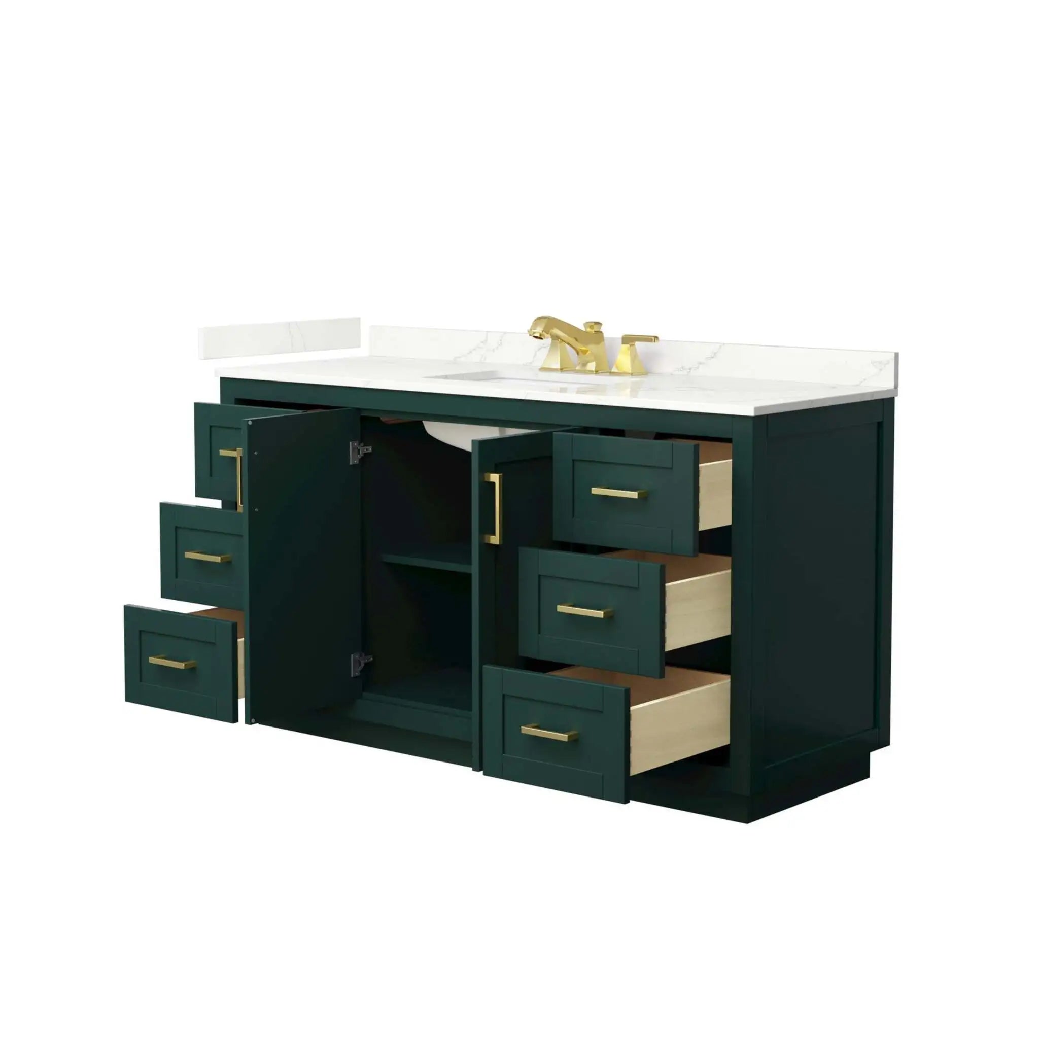 60" Miranda Single Bathroom Vanity in Green with Brushed Gold Trim by Wyndham