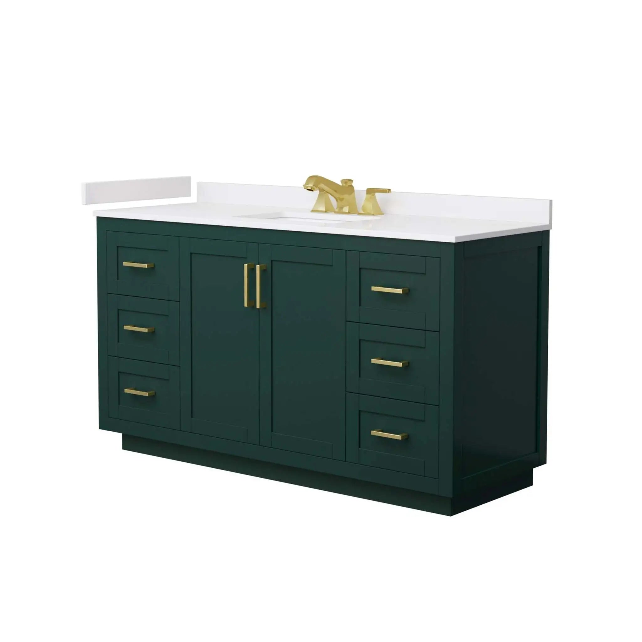 60" Miranda Single Bathroom Vanity in Green with Brushed Gold Trim by Wyndham