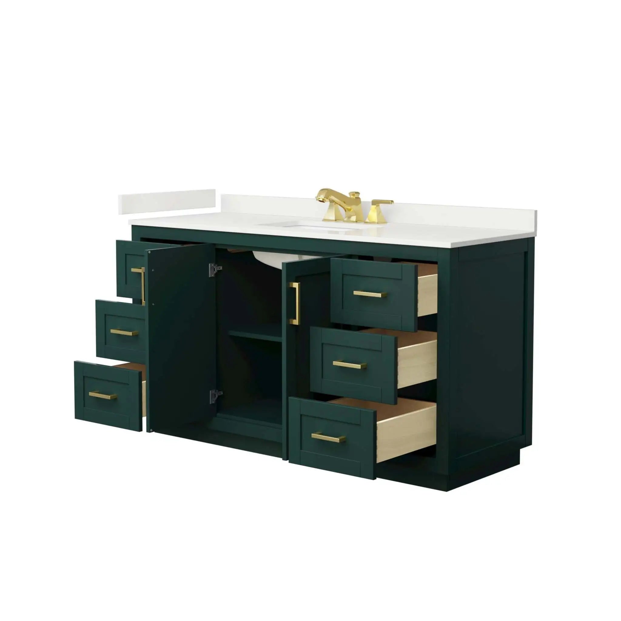 60" Miranda Single Bathroom Vanity in Green with Brushed Gold Trim by Wyndham