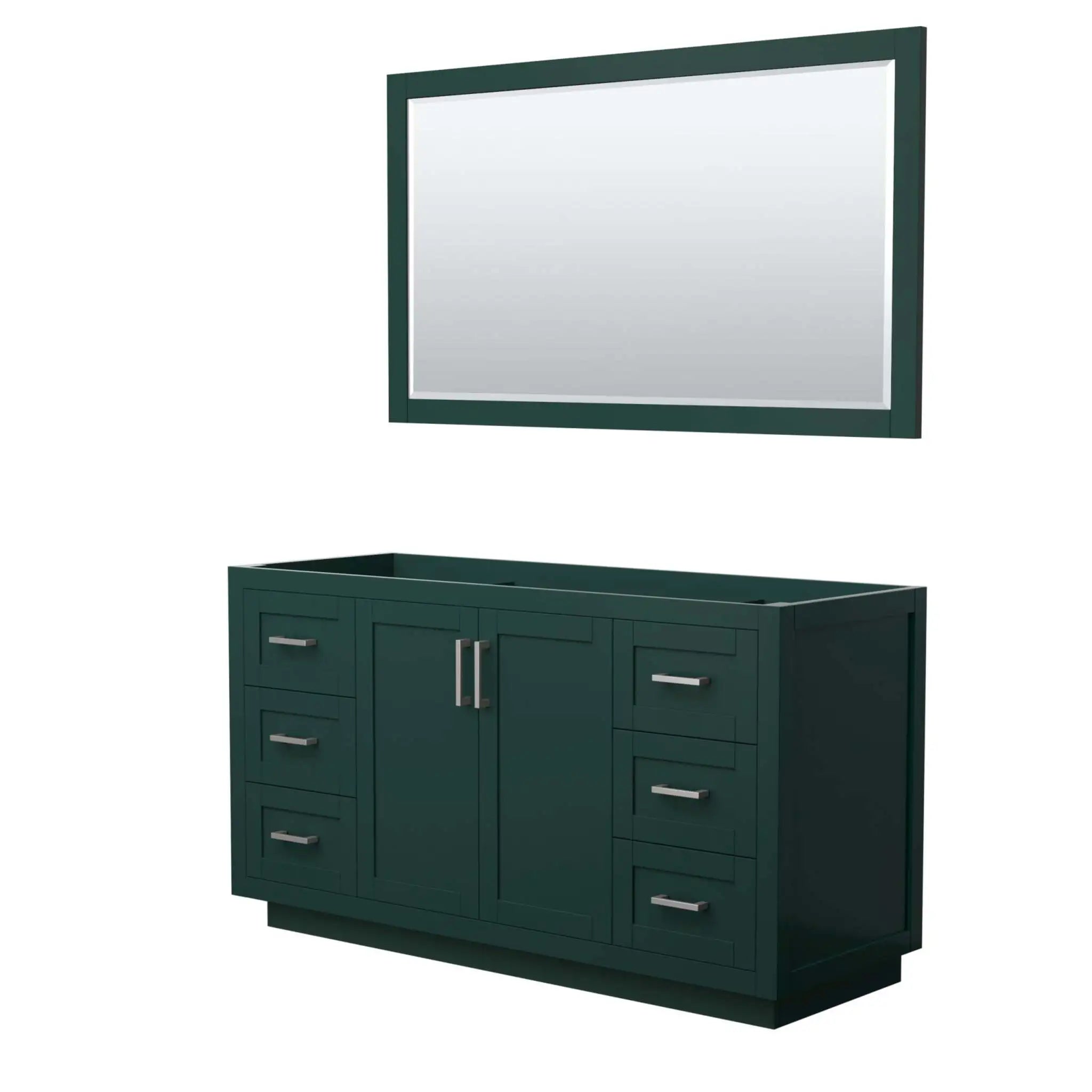 60" Miranda Single Bathroom Vanity in Green with Brushed Nickel Trim & 58" Mirror by Wyndham