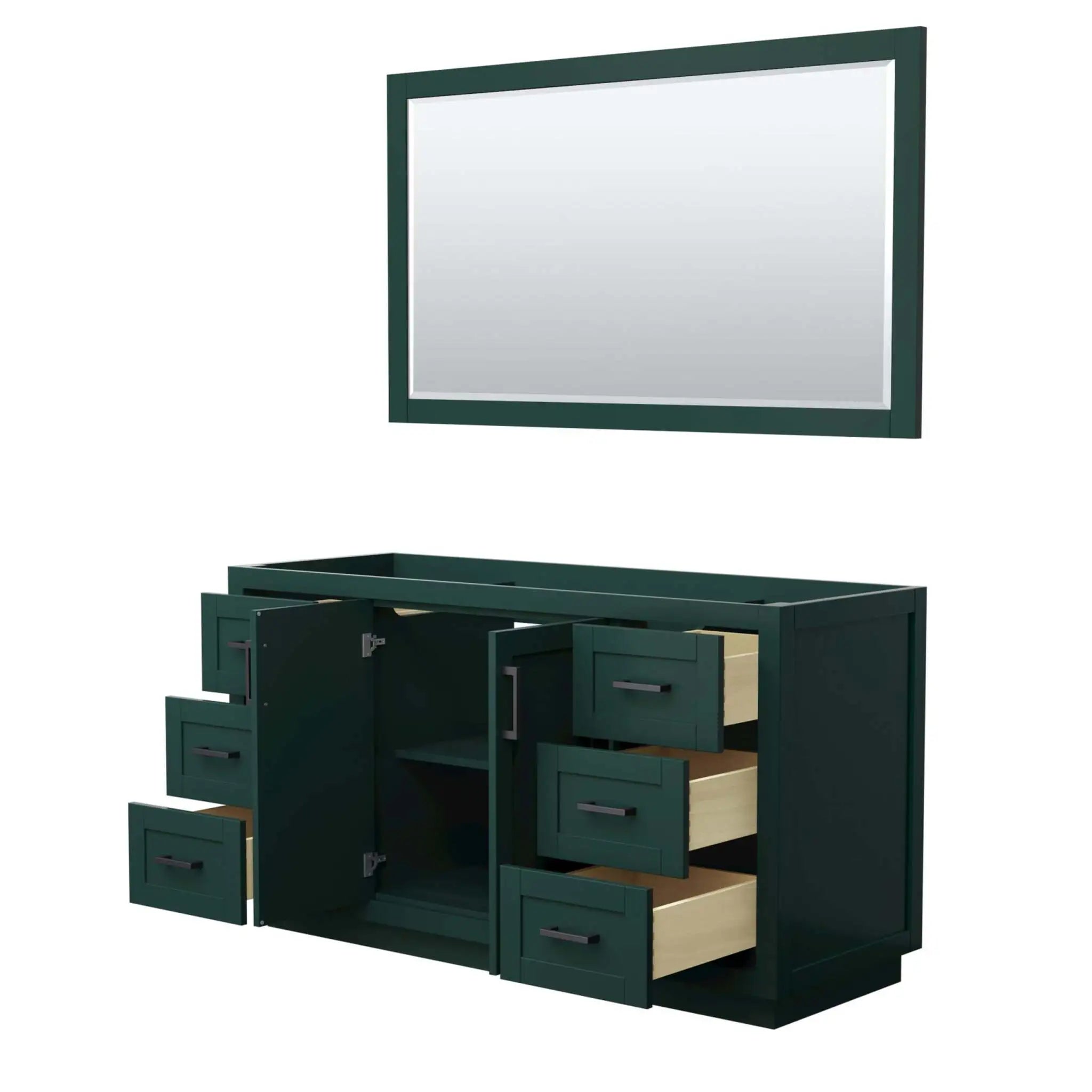 60" Miranda Single Bathroom Vanity in Green with Matte Black Trim & 58" Mirror by Wyndham