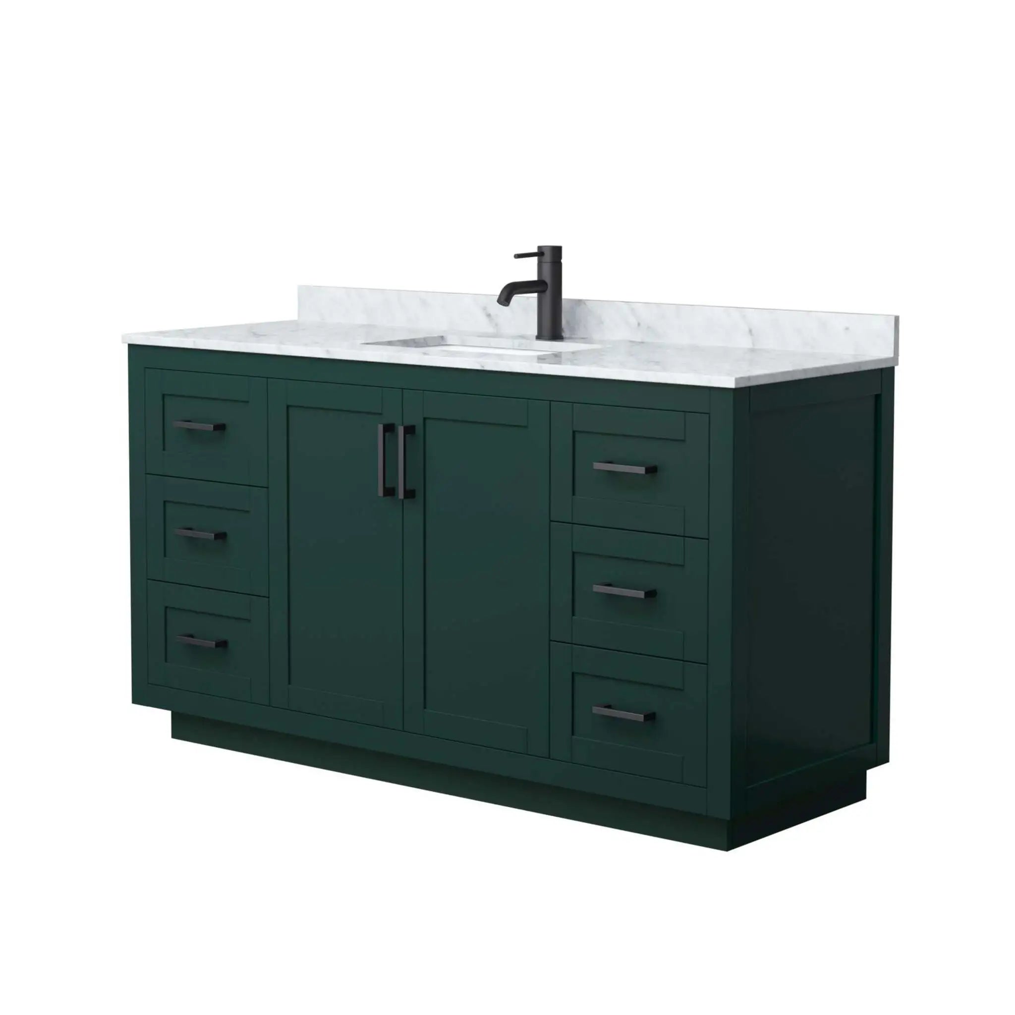 60" Miranda Single Bathroom Vanity in Green with Matte Black Trim by Wyndham