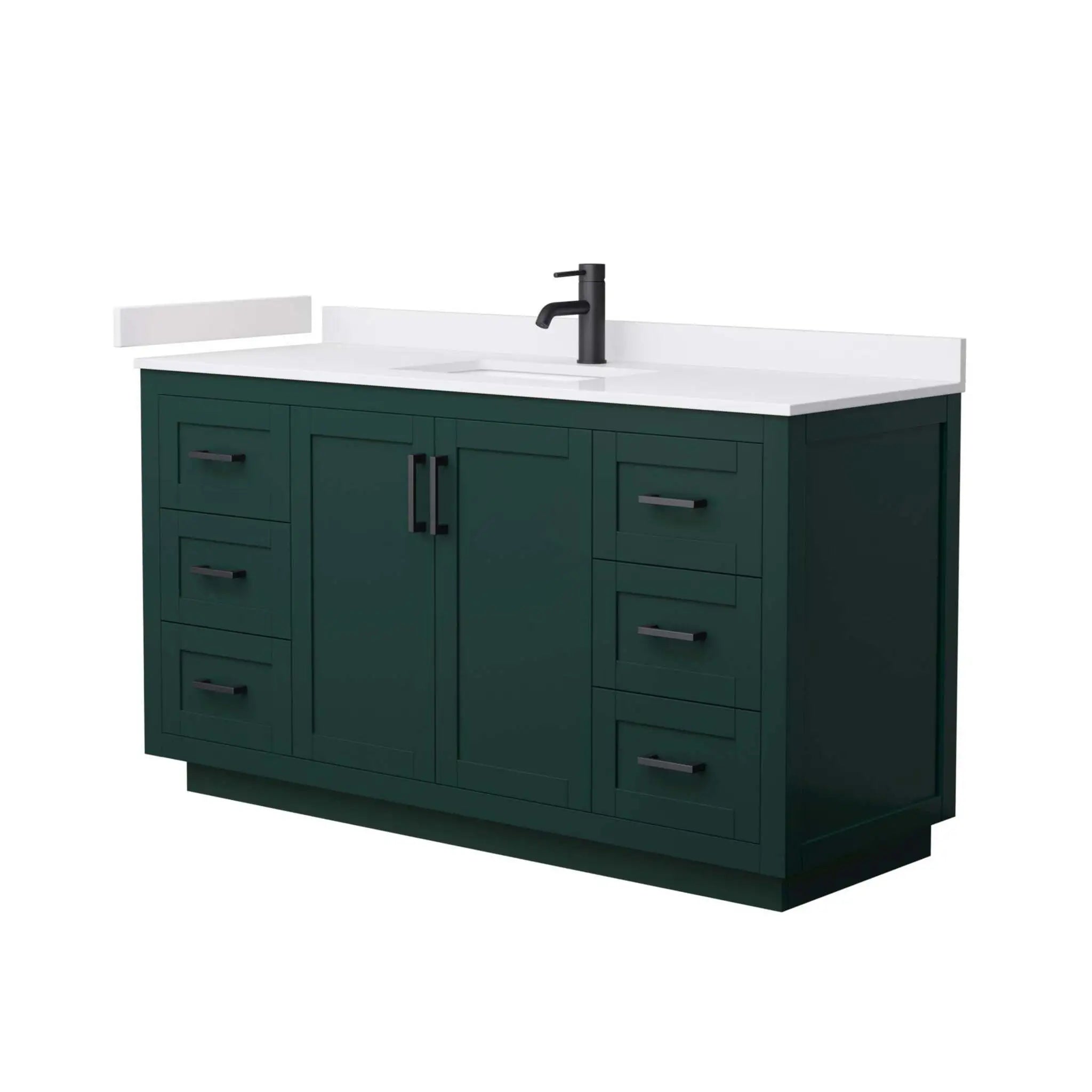 60" Miranda Single Bathroom Vanity in Green with Matte Black Trim by Wyndham