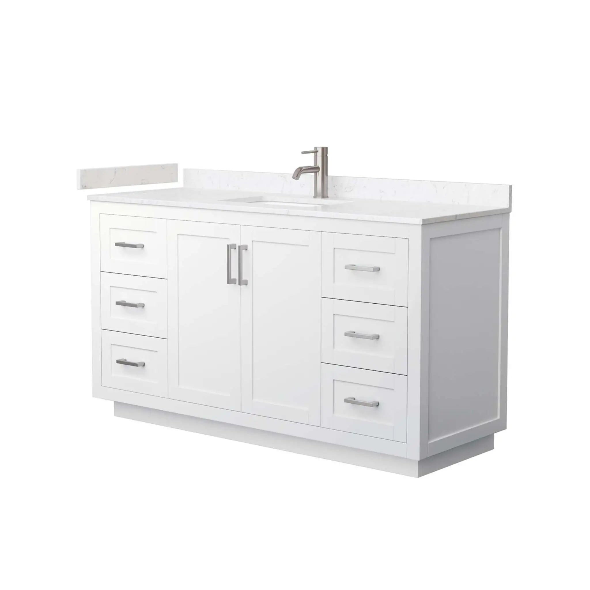 60" Miranda Single Bathroom Vanity in White with Brushed Nickel Trim by Wyndham