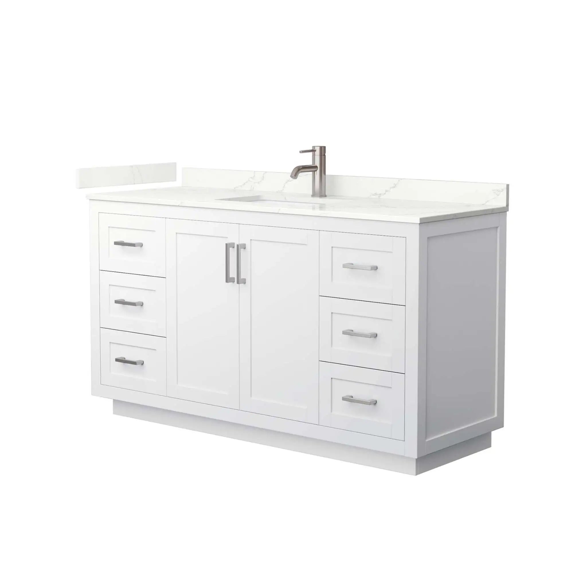 60" Miranda Single Bathroom Vanity in White with Brushed Nickel Trim by Wyndham