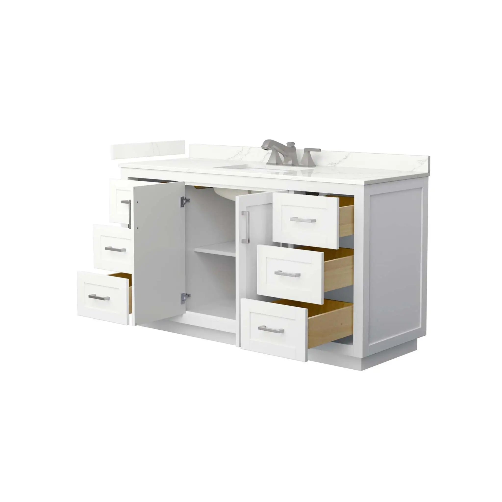 60" Miranda Single Bathroom Vanity in White with Brushed Nickel Trim by Wyndham