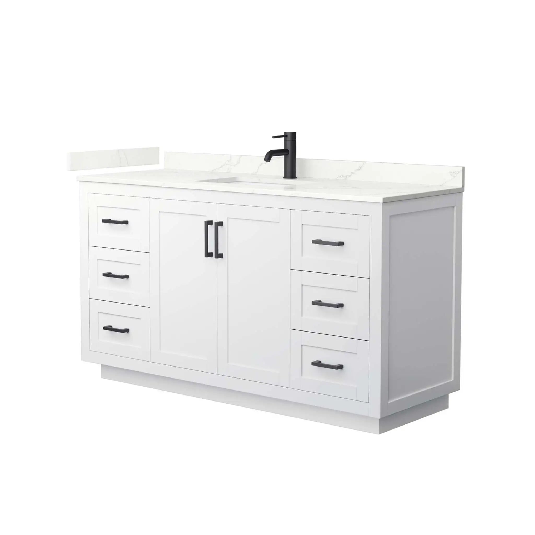 60" Miranda Single Bathroom Vanity in White with Matte Black Trim by Wyndham