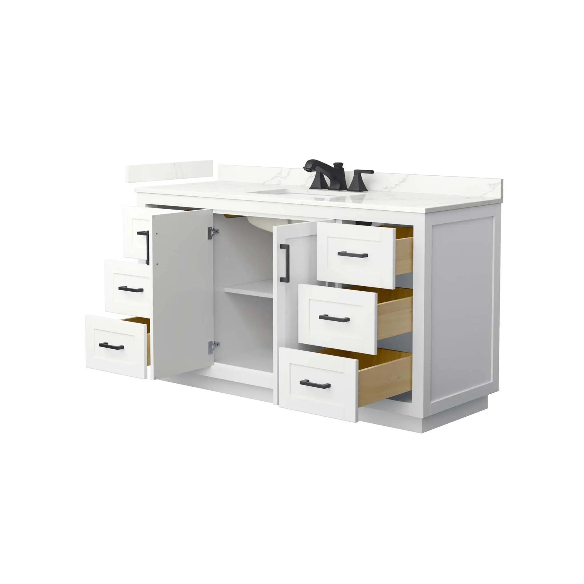 60" Miranda Single Bathroom Vanity in White with Matte Black Trim by Wyndham