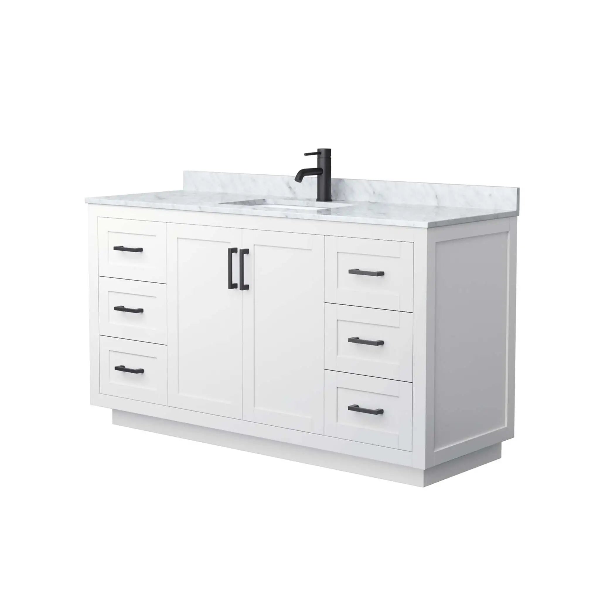 60" Miranda Single Bathroom Vanity in White with Matte Black Trim by Wyndham