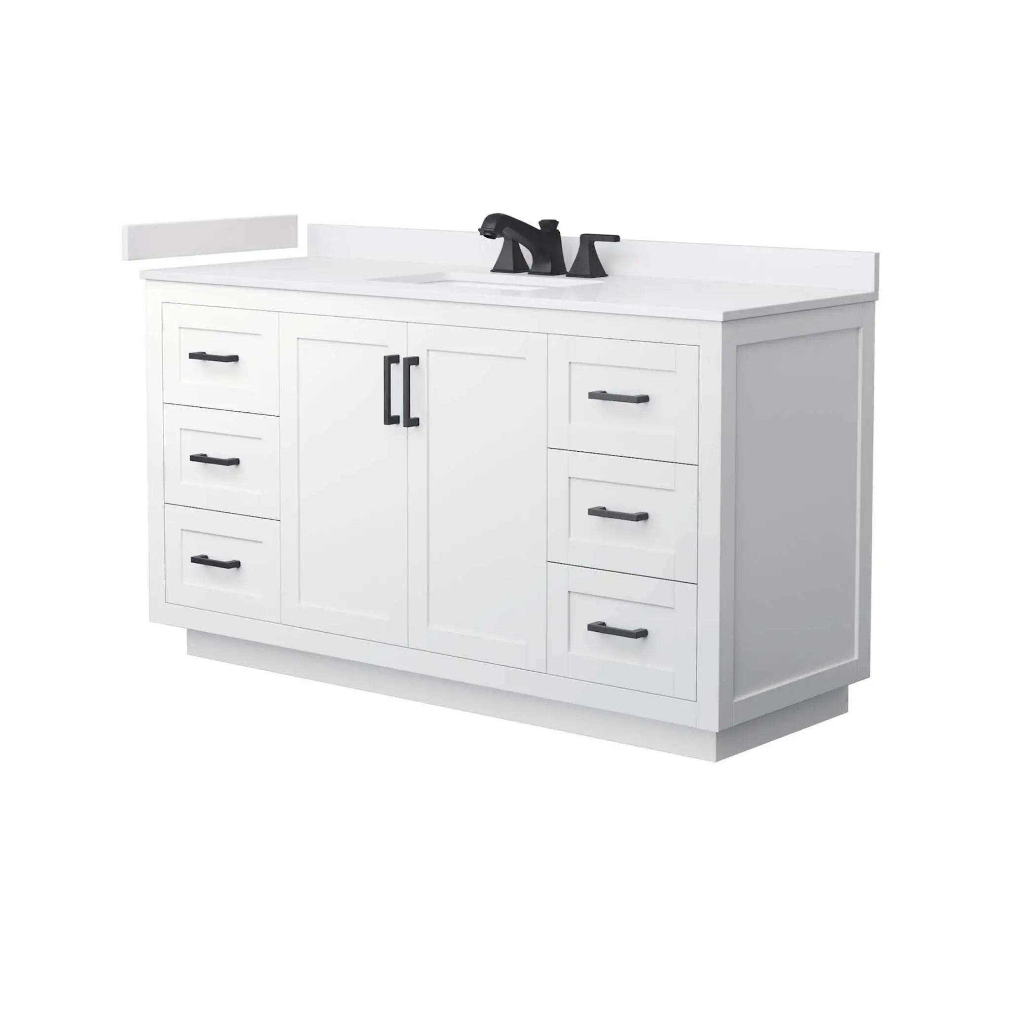 60" Miranda Single Bathroom Vanity in White with Matte Black Trim by Wyndham