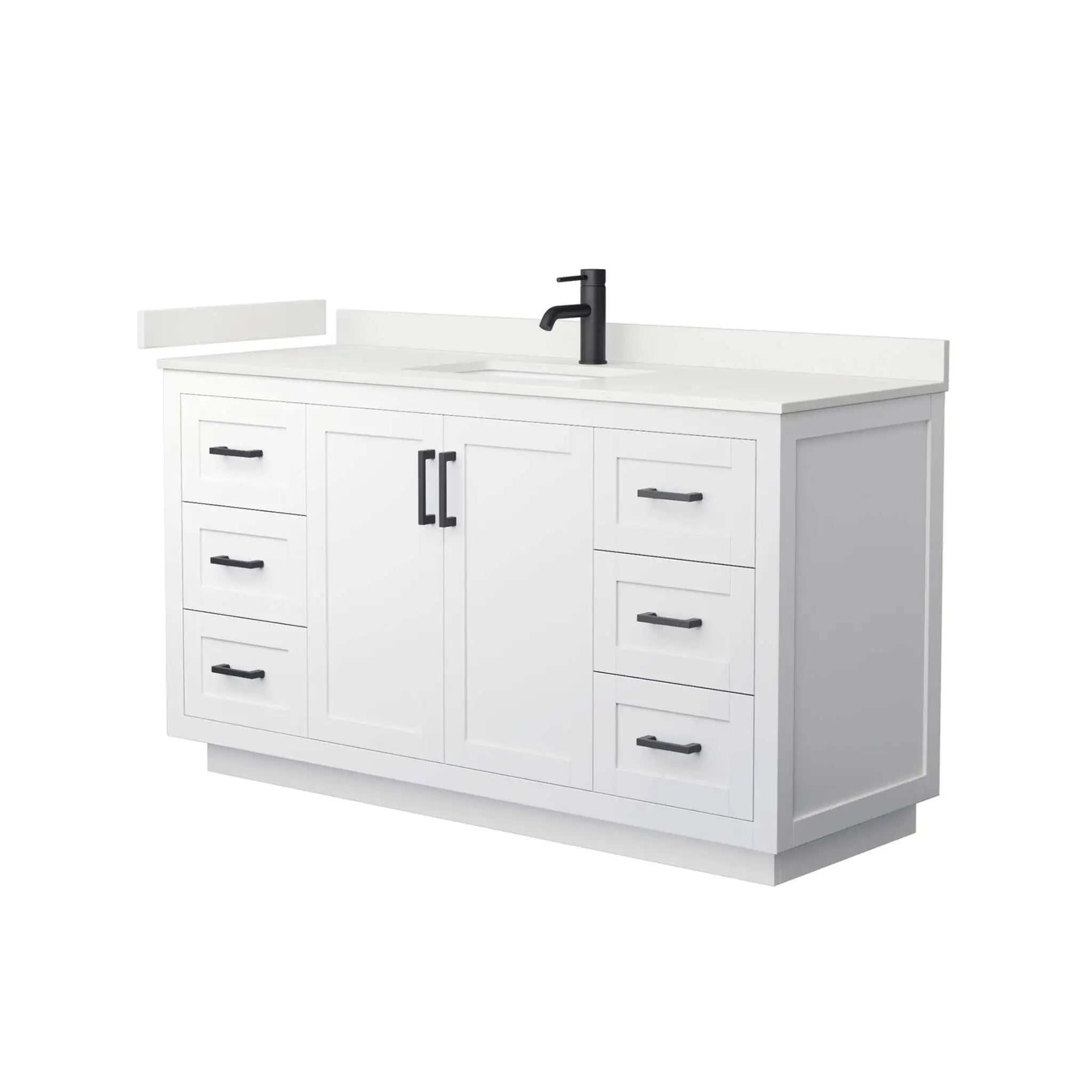 60" Miranda Single Bathroom Vanity in White with Matte Black Trim by Wyndham
