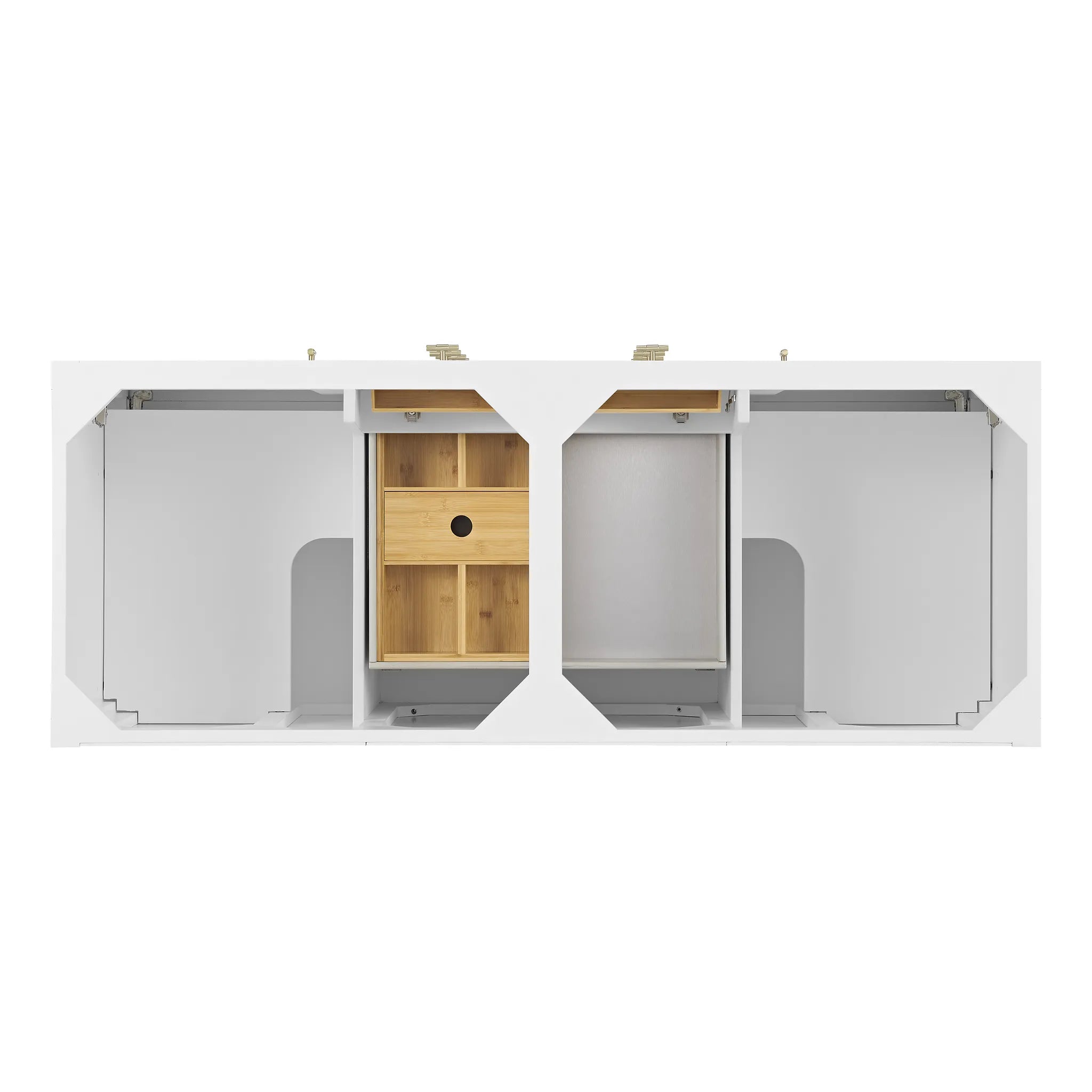 60" Myrrin Double Vanity in Bright White-Victorian Silver Silestone-8" Widespread image 5