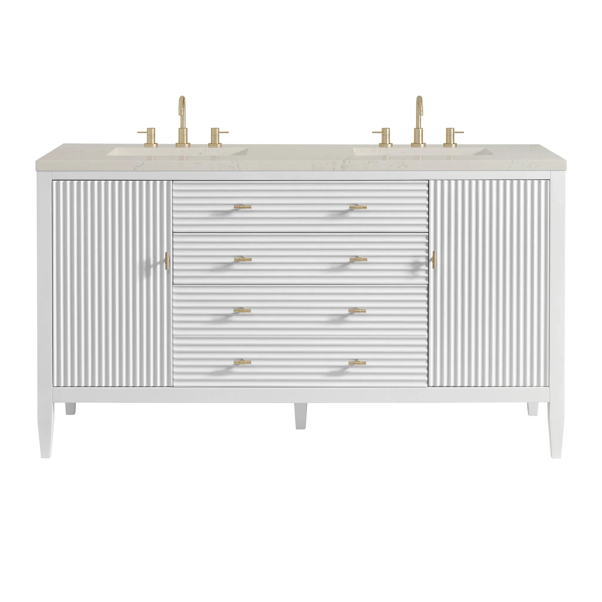 60" Myrrin Double Vanity in Bright White by James Martin Vanities