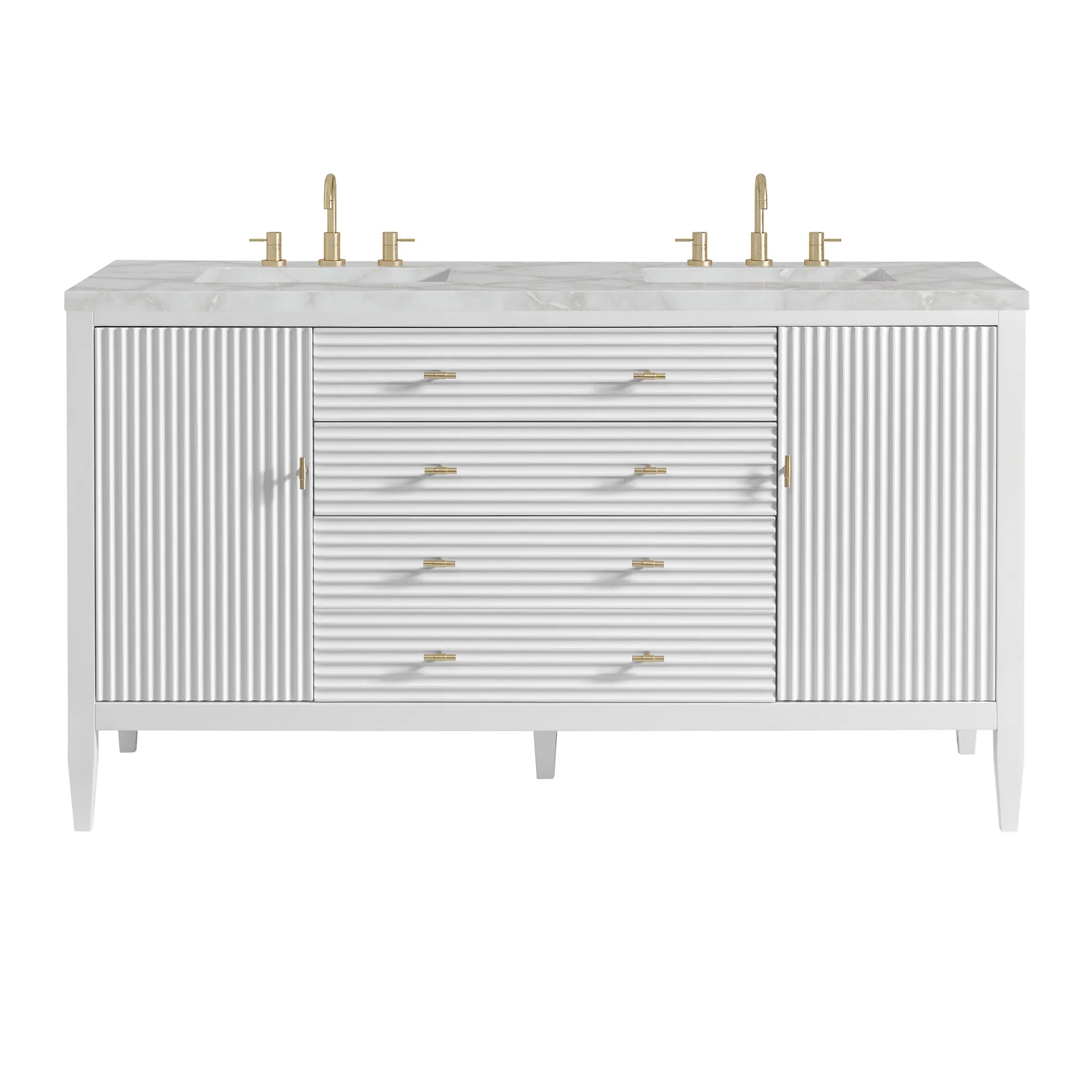 60" Myrrin Double Vanity in Bright White by James Martin Vanities