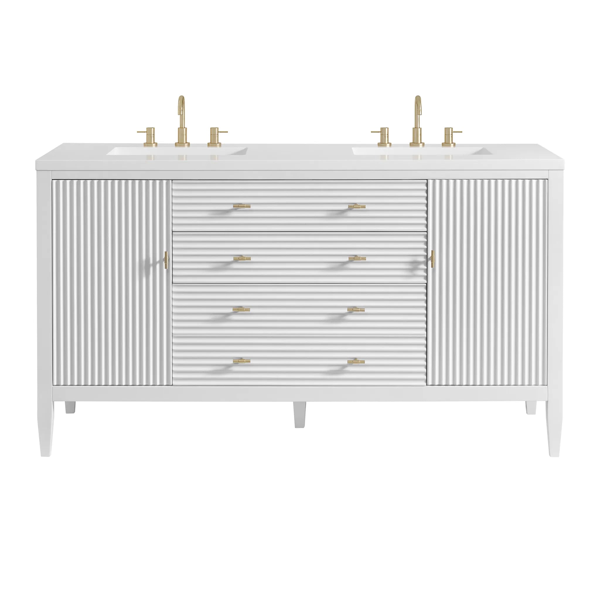 60" Myrrin Double Vanity in Bright White-White Zeus Silestone-8" Widespread image