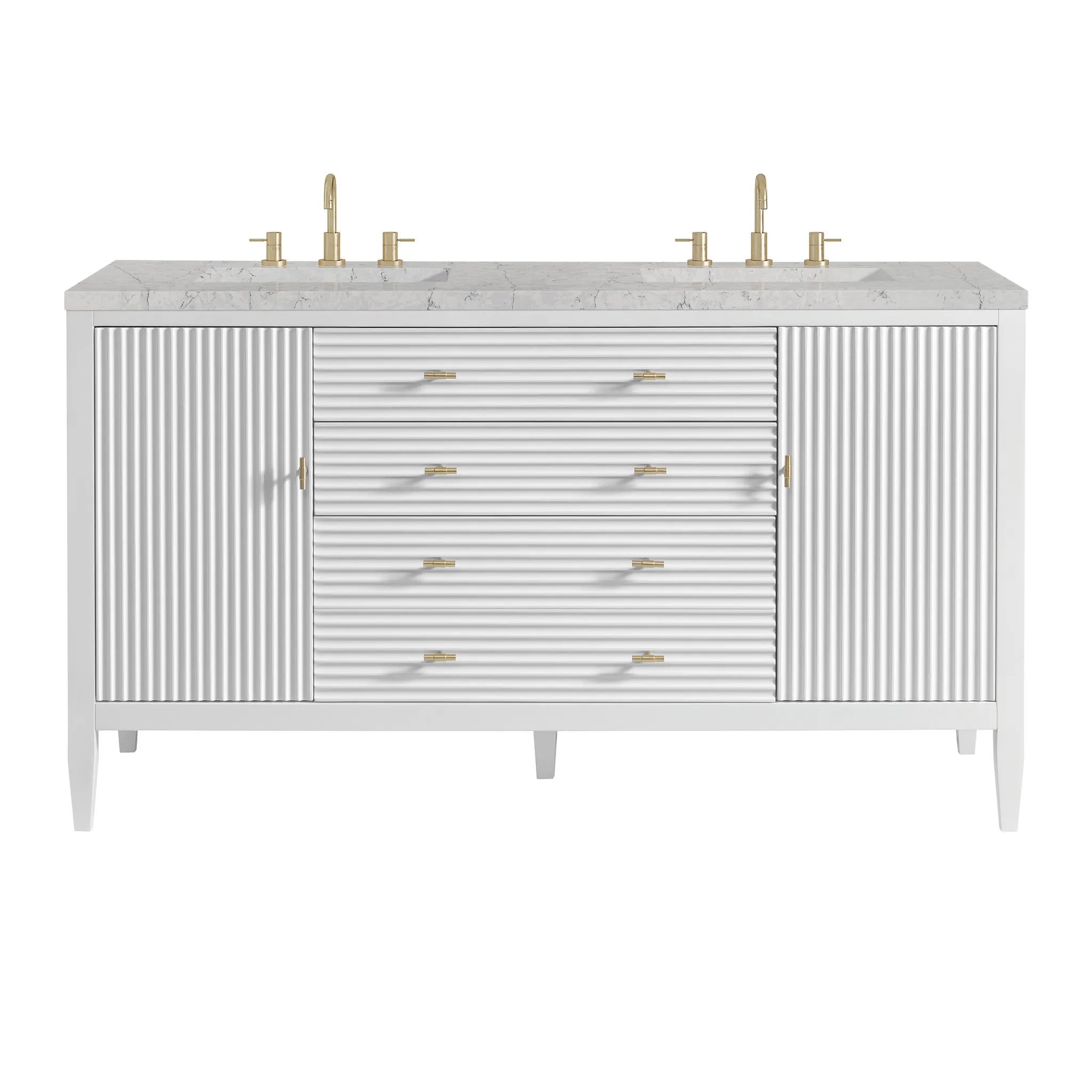 60" Myrrin Double Vanity in Bright White Wireless Charger-Eternal Jasmine Pearl Silestone-8" Widespread image