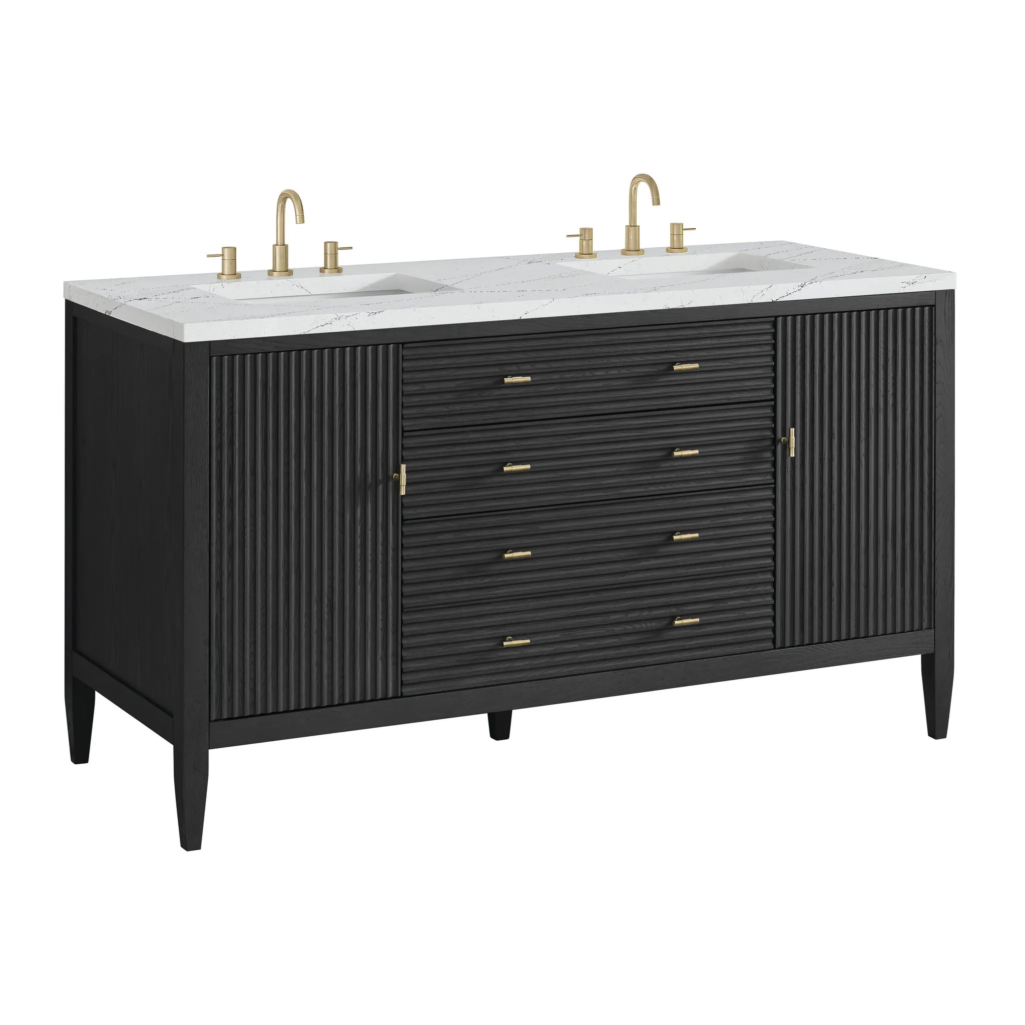 60" Myrrin Double Vanity in Carbon Oak-Ethereal Noctis Silestone-8" Widespread image 9