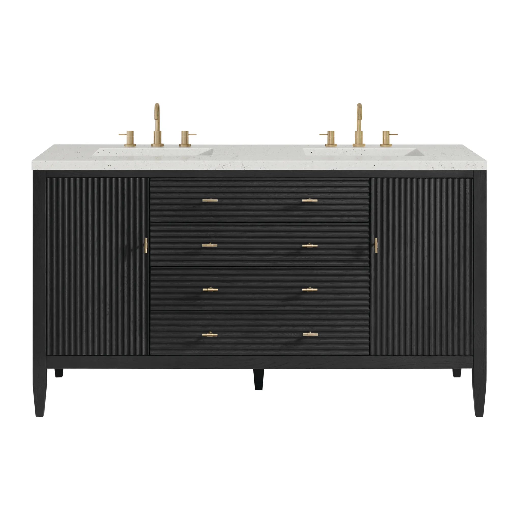60" Myrrin Double Vanity in Carbon Oak-Lime Delight Silestone-8" Widespread image