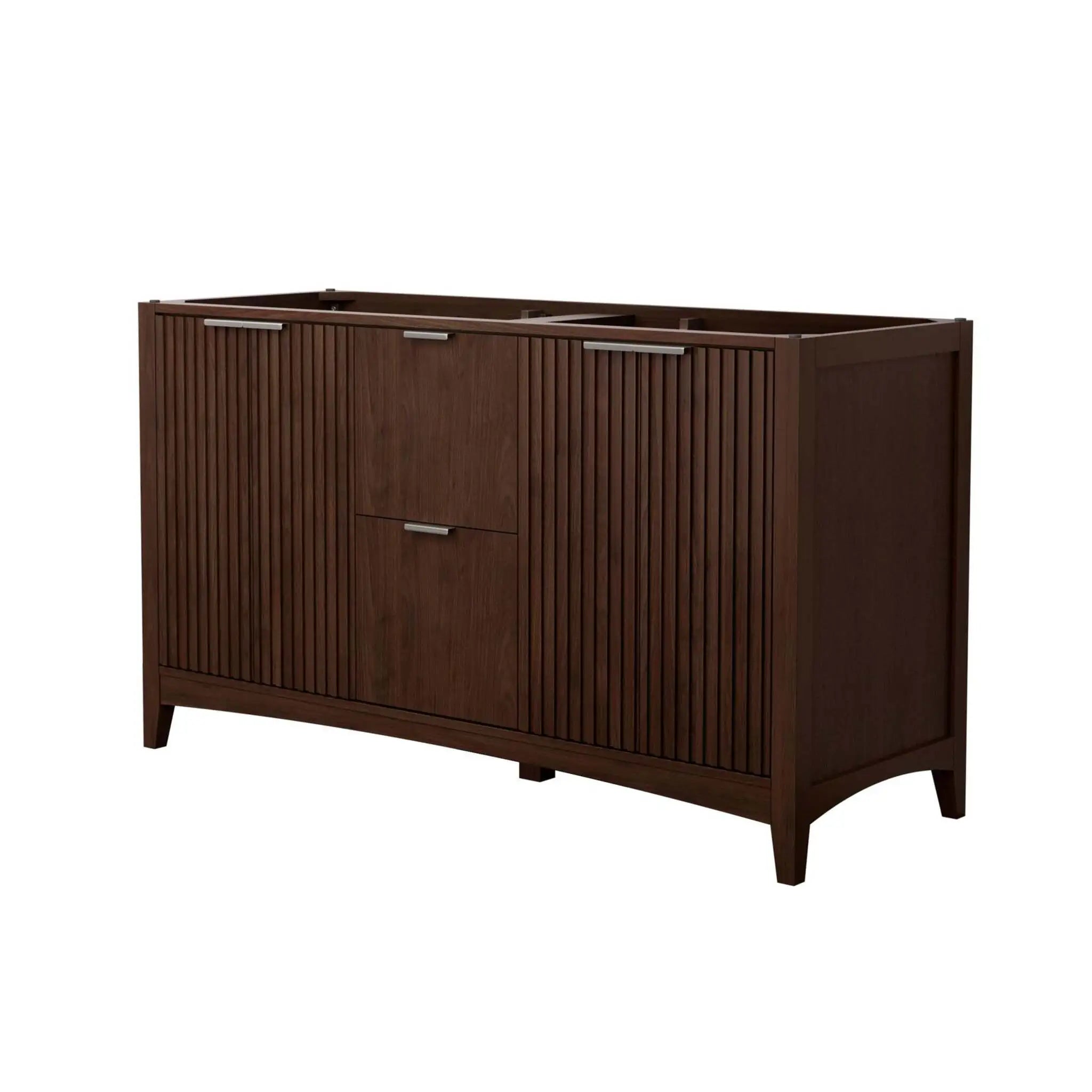60" Palmilla Double Bathroom Vanity in Dark Walnut with Brushed Nickel Trim by Wyndham