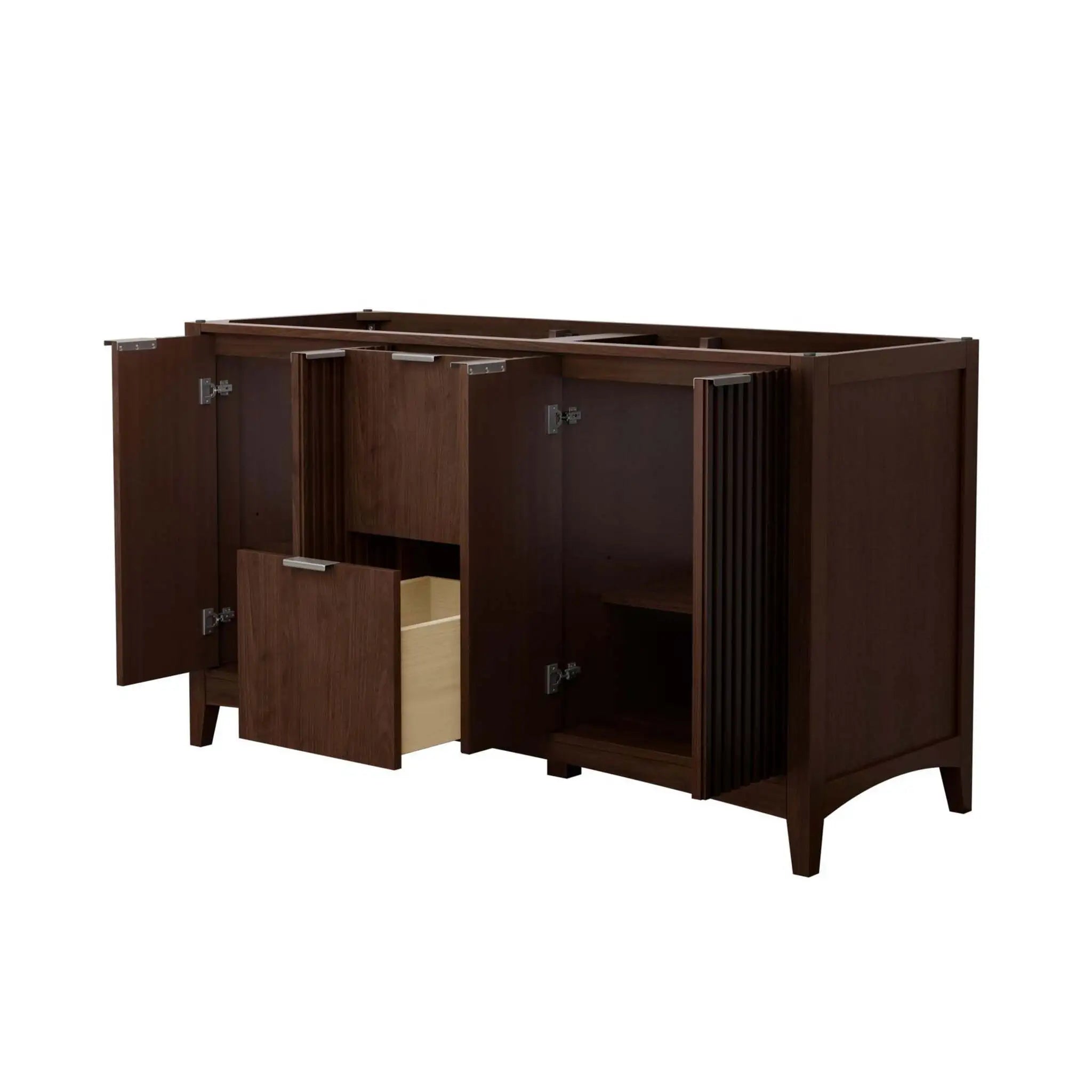 60" Palmilla Double Bathroom Vanity in Dark Walnut with Brushed Nickel Trim by Wyndham