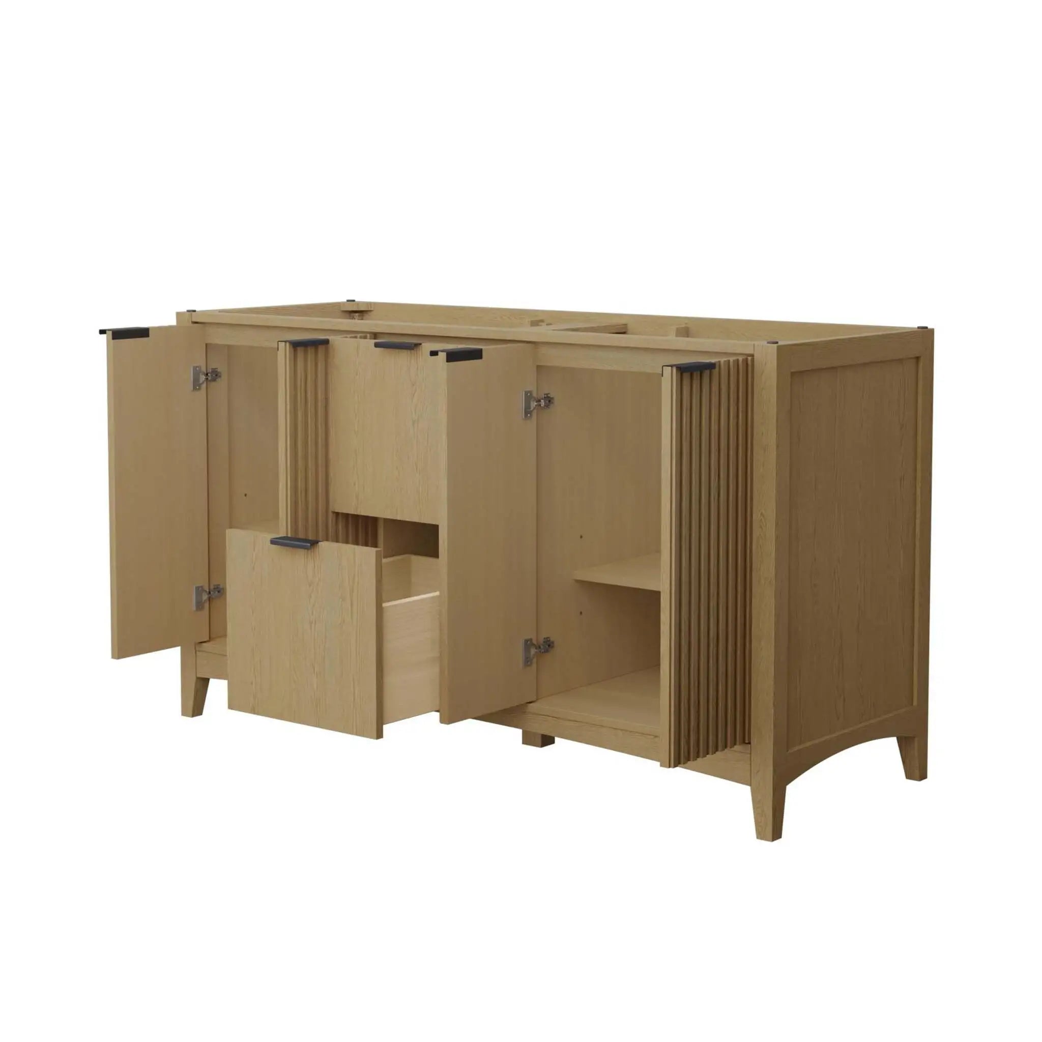 60" Palmilla Double Bathroom Vanity in Natural Oak with Matte Black Trim by Wyndham