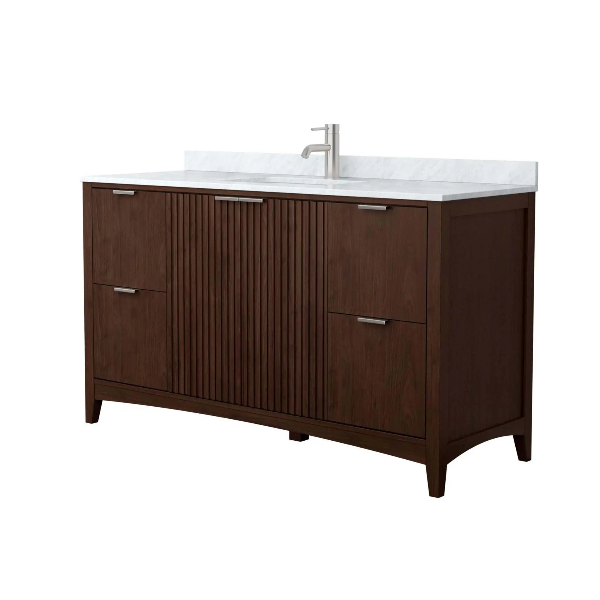 60" Palmilla Single Bathroom Vanity in Dark Walnut with Brushed Nickel Trim by Wyndham