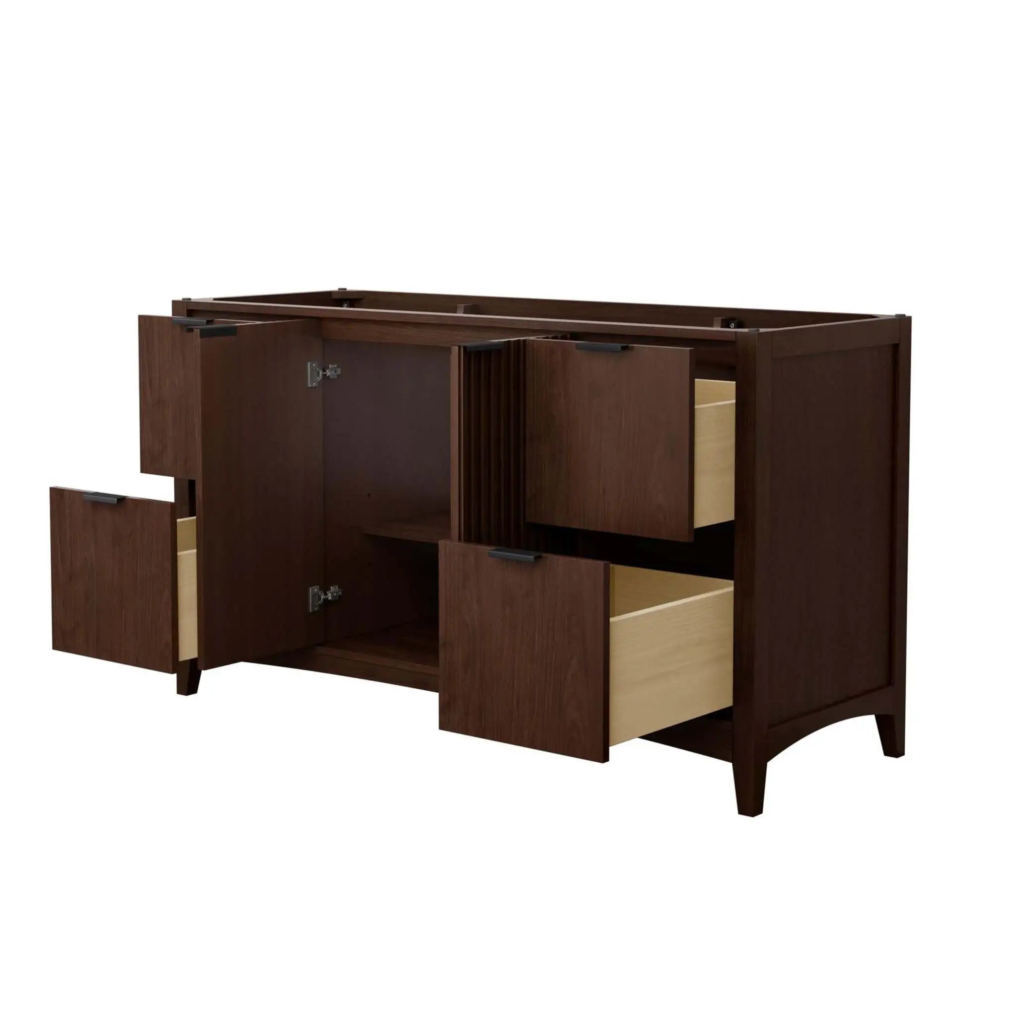 60" Palmilla Single Bathroom Vanity in Dark Walnut with Matte Black Trim by Wyndham