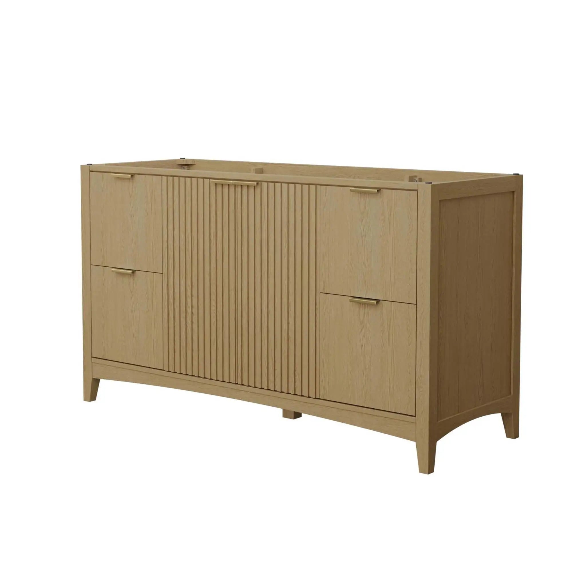 60" Palmilla Single Bathroom Vanity in Natural Oak with Brushed Gold Trim by Wyndham