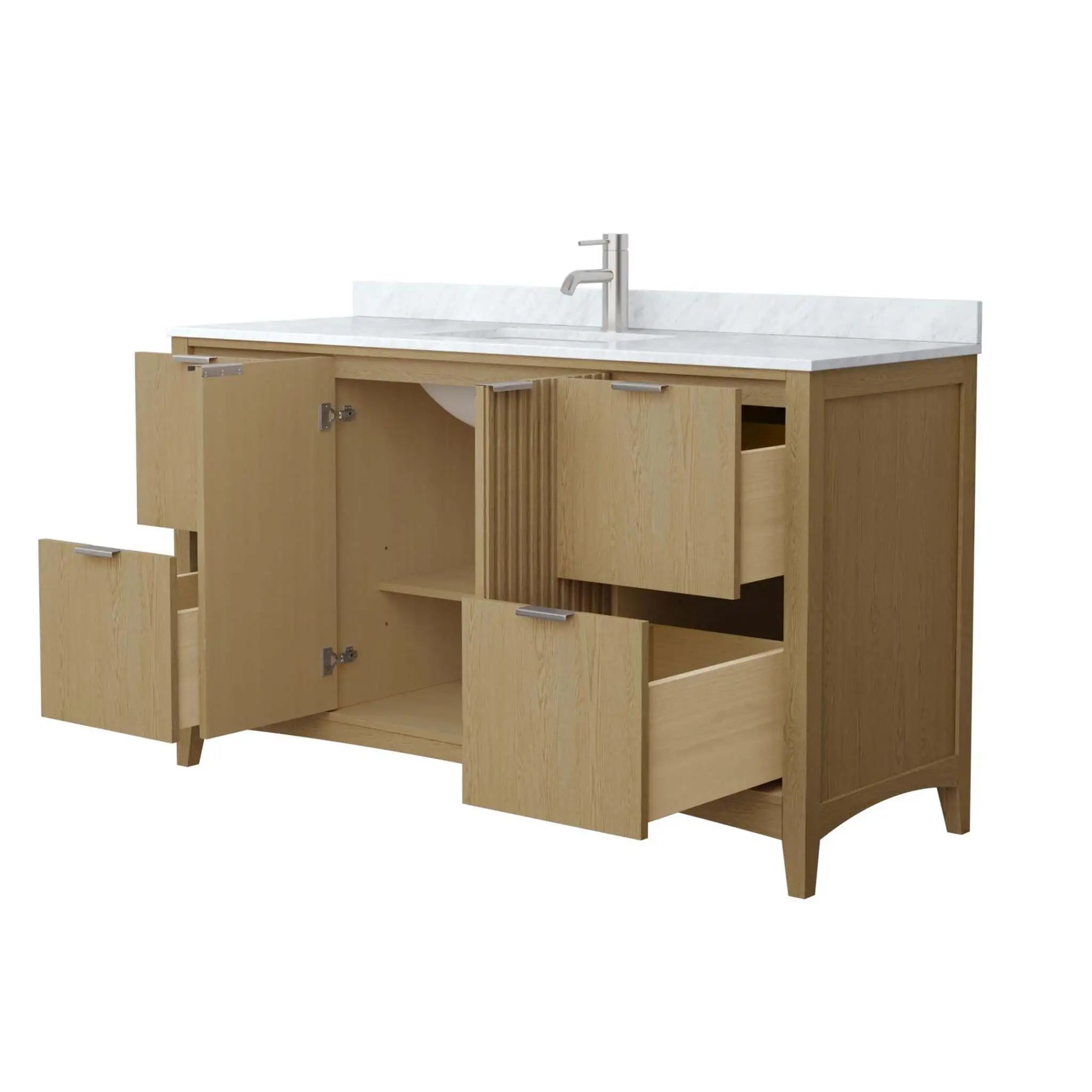 60" Palmilla Single Bathroom Vanity in Natural Oak with Brushed Nickel Trim by Wyndham