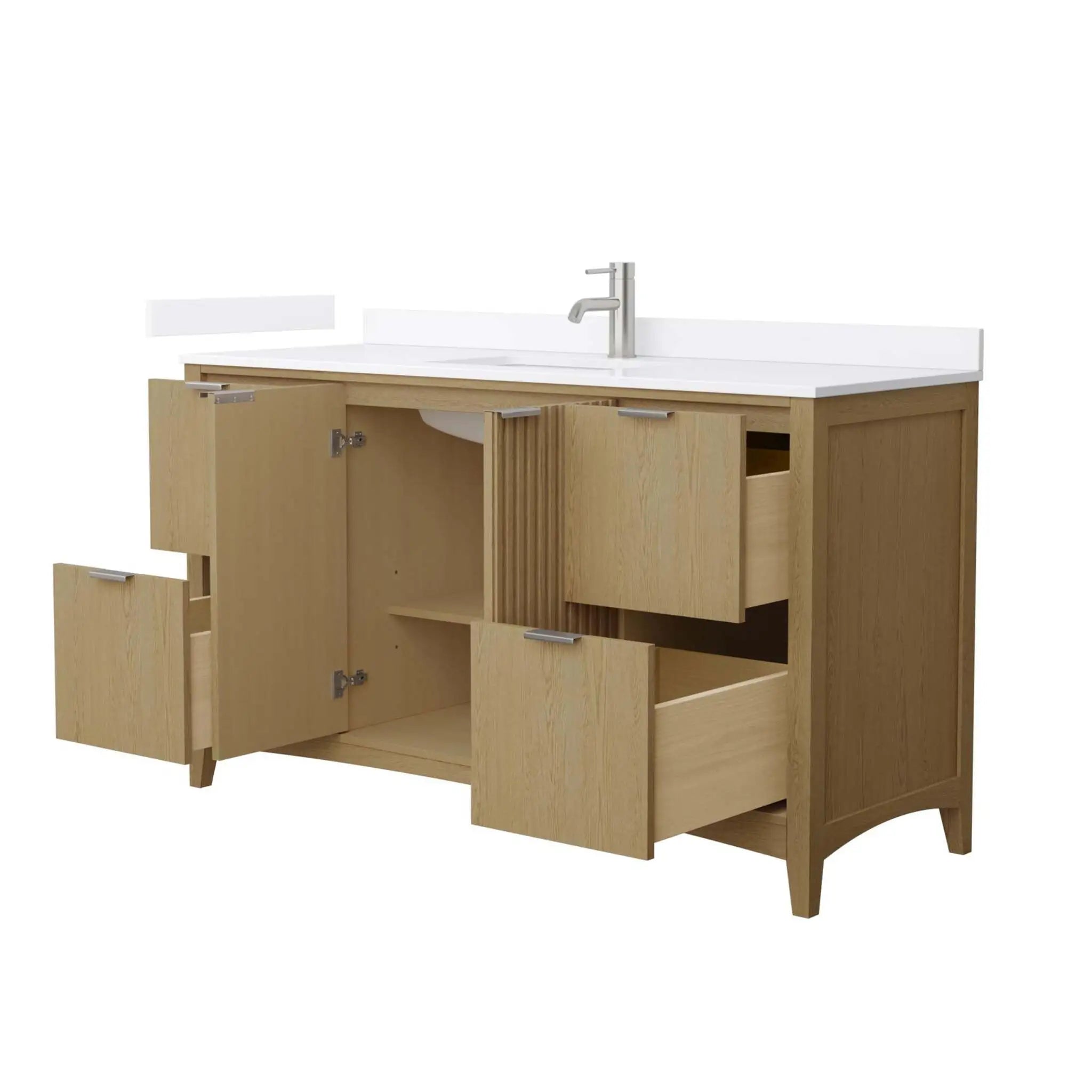60" Palmilla Single Bathroom Vanity in Natural Oak with Brushed Nickel Trim by Wyndham
