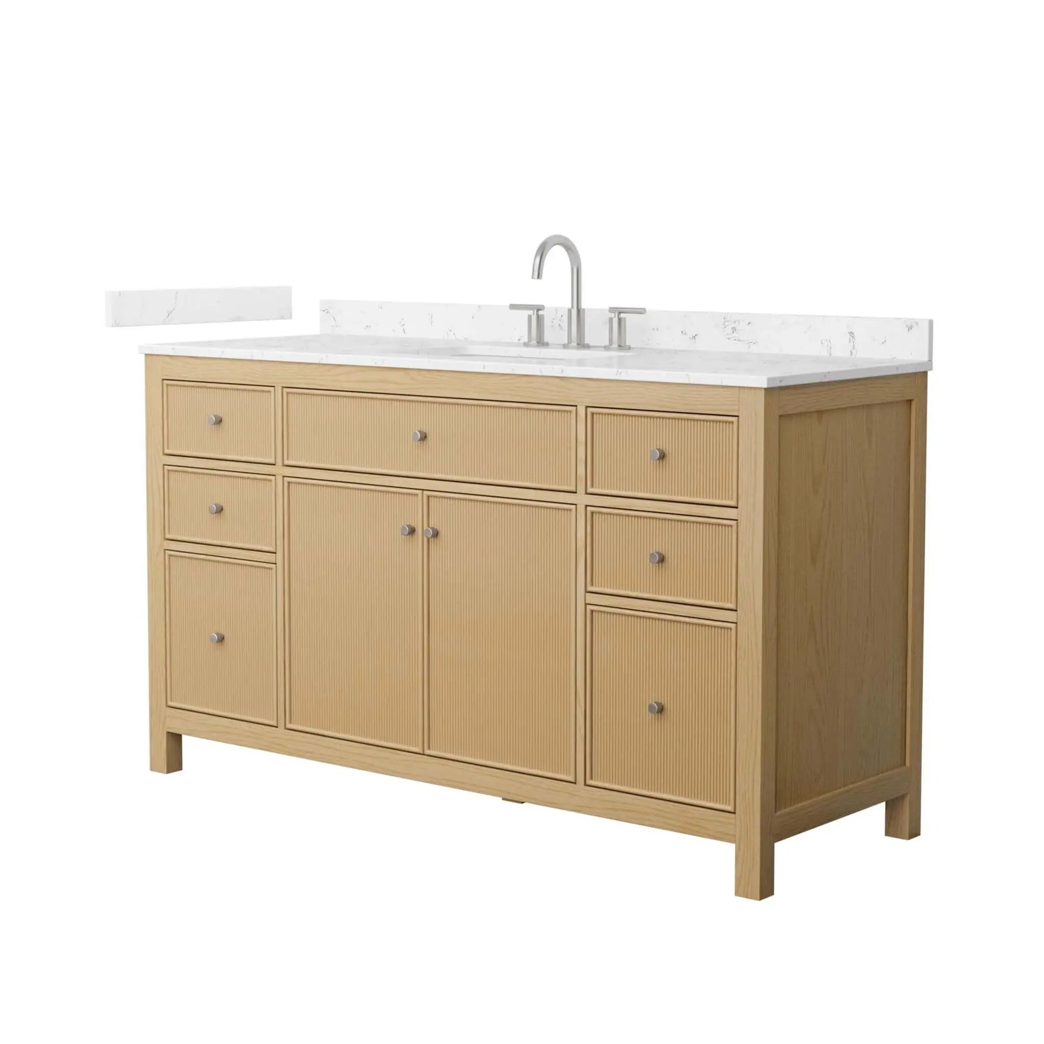 60" Pendry Single Bathroom Vanity in Tanned Oak with Brushed Nickel Trim by Wyndham