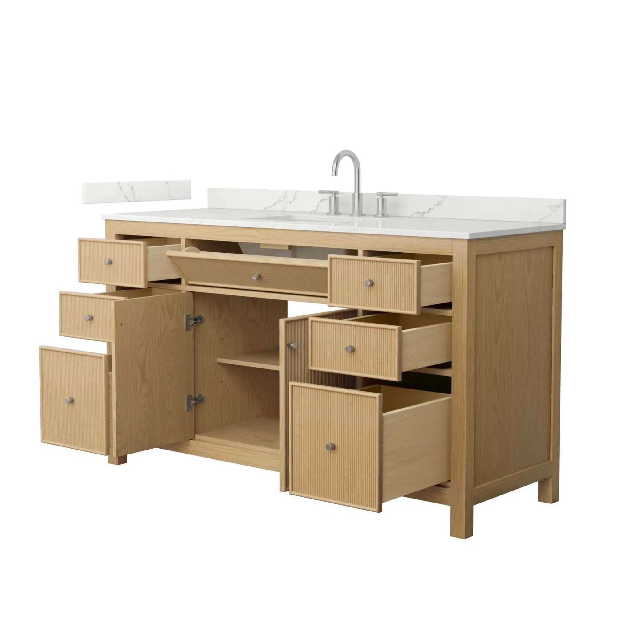 60" Pendry Single Bathroom Vanity in Tanned Oak with Brushed Nickel Trim by Wyndham