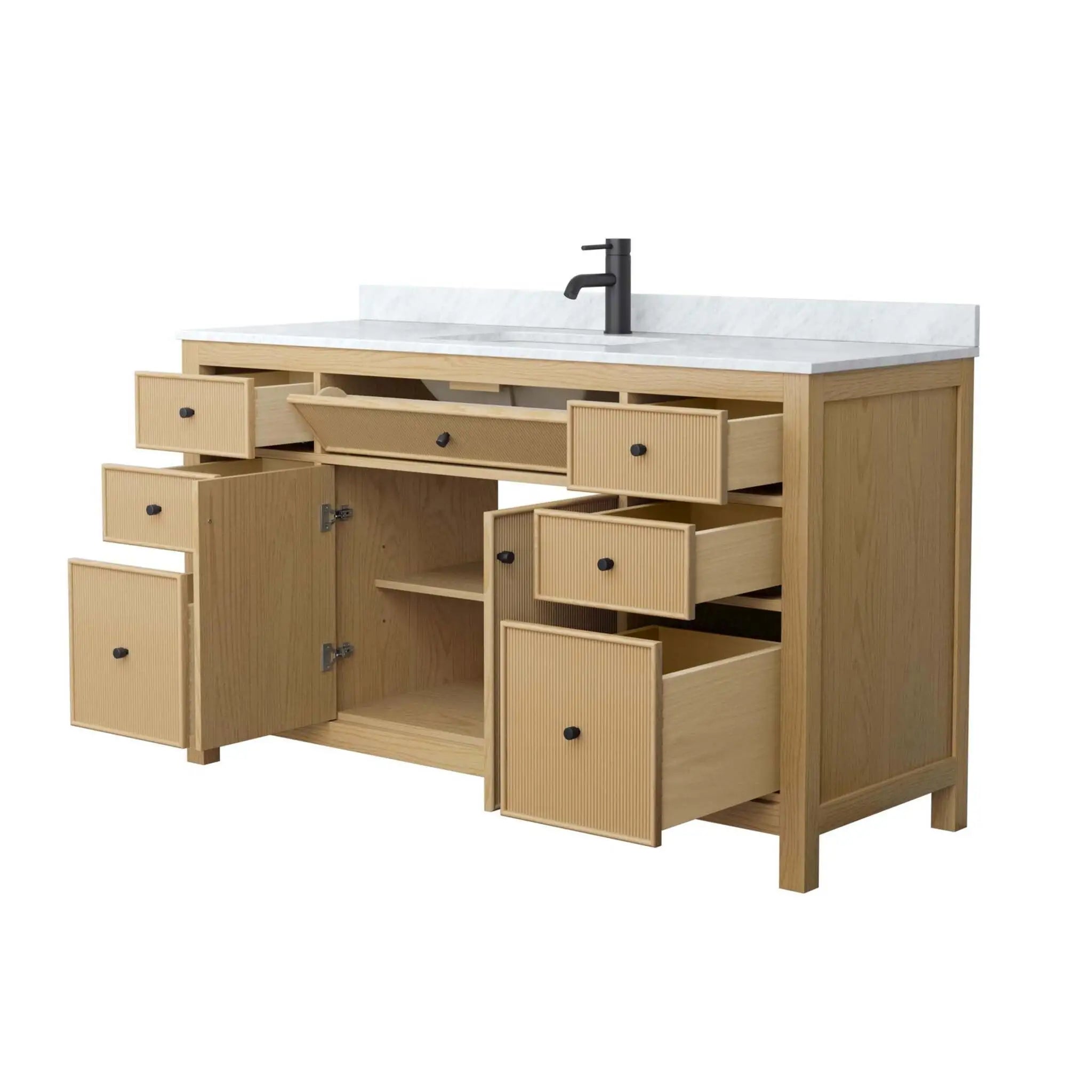 60" Pendry Single Bathroom Vanity in Tanned Oak with Matte Black Trim by Wyndham