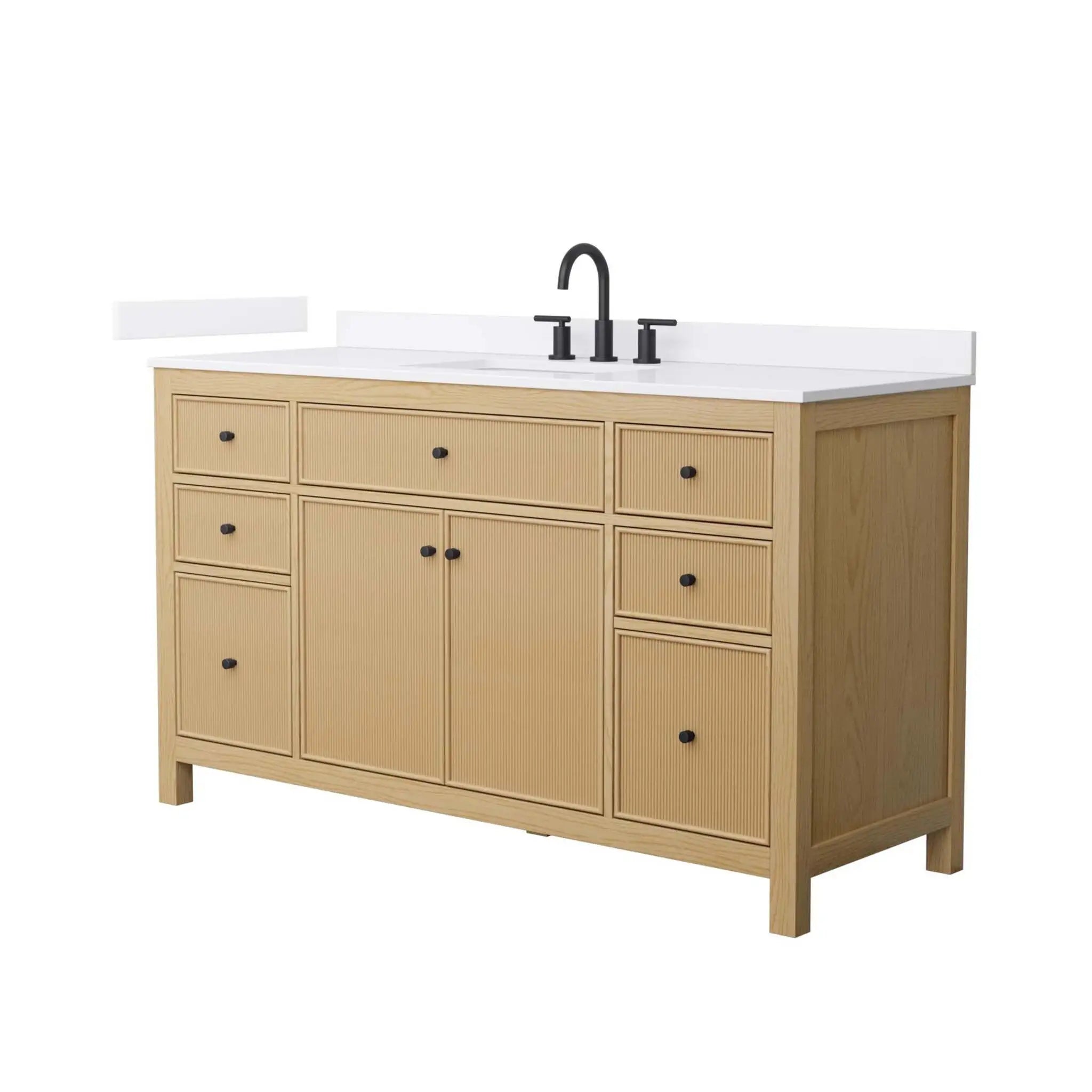 60" Pendry Single Bathroom Vanity in Tanned Oak with Matte Black Trim by Wyndham